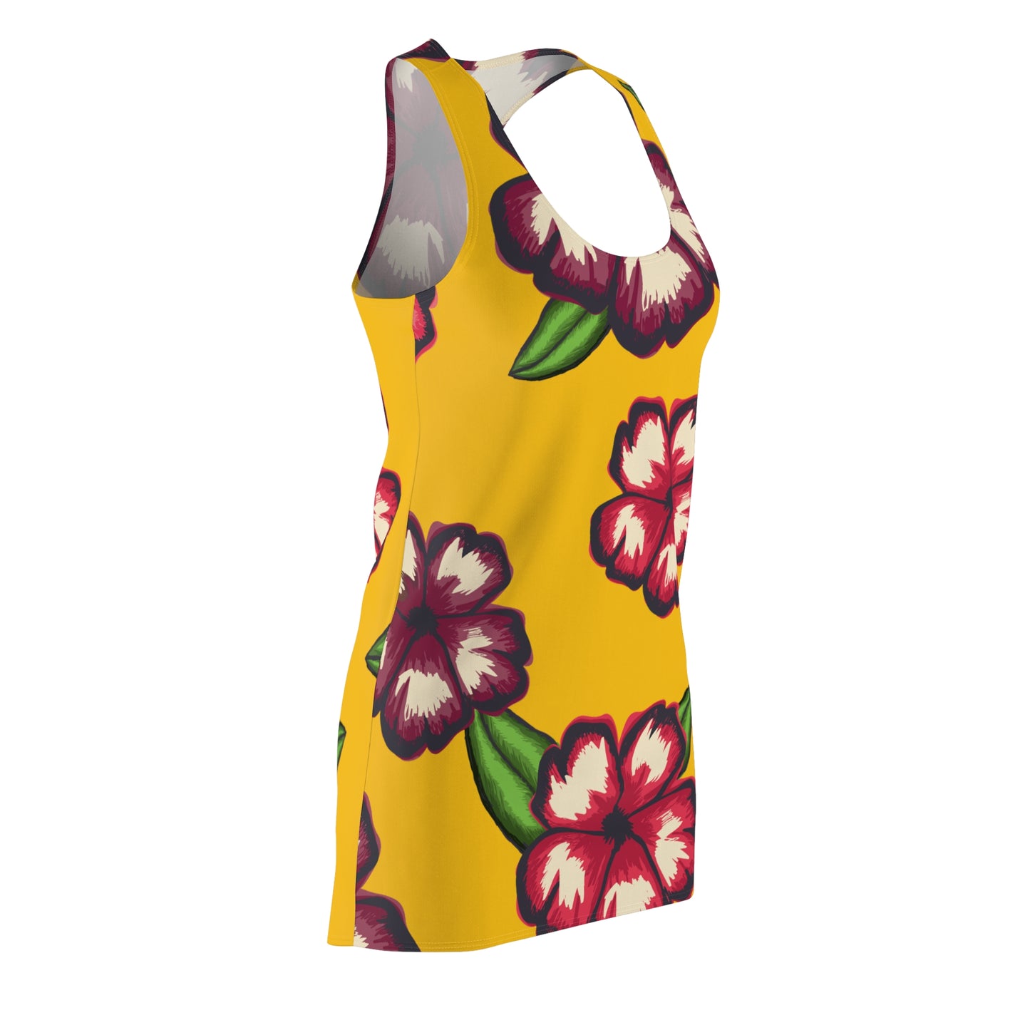 Gelbes Hibiskus Racerback Kleid – Stylishes Sommerkleid