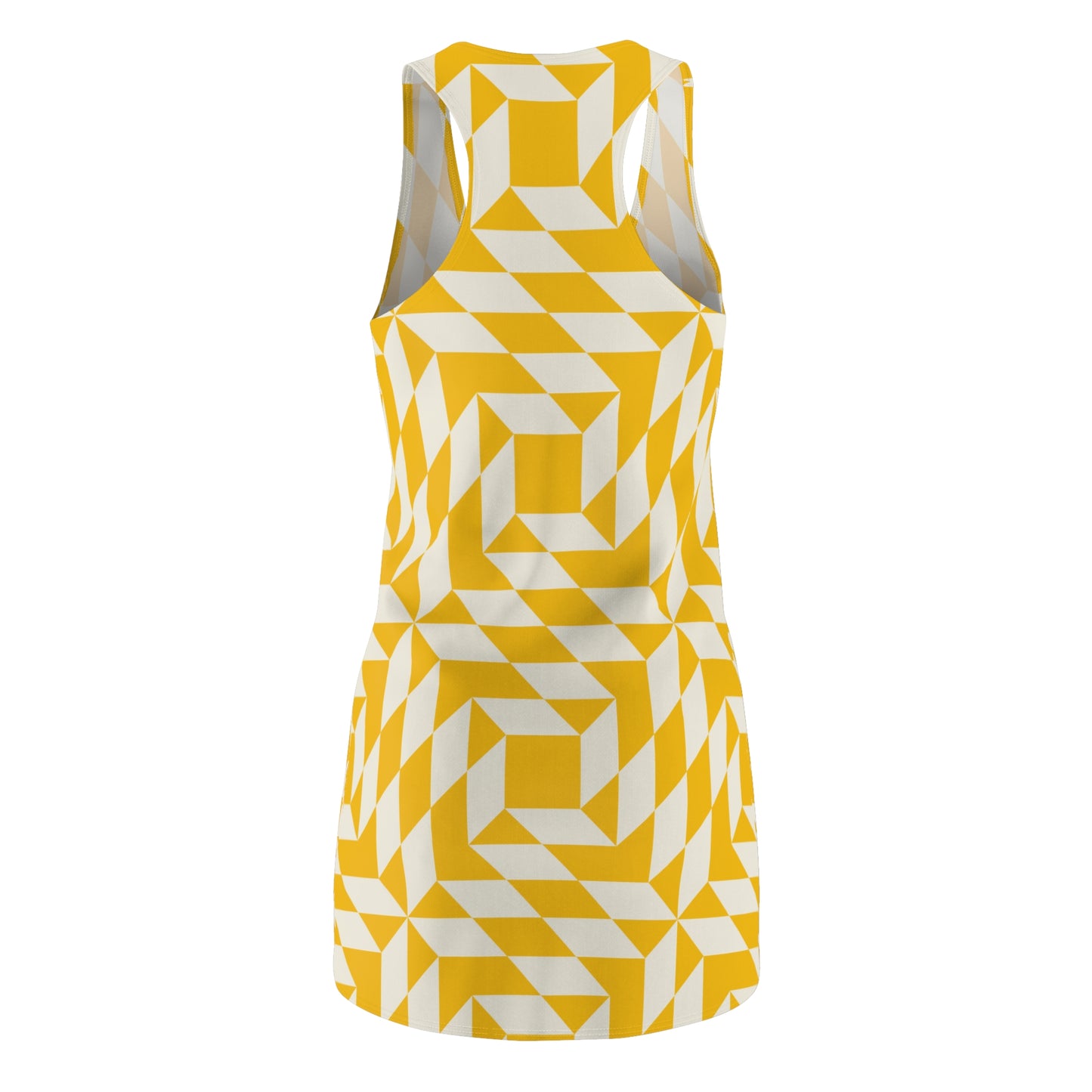 Racerback Kleid Damen – Gelbes Sommerkleid mit geometrischem Muster
