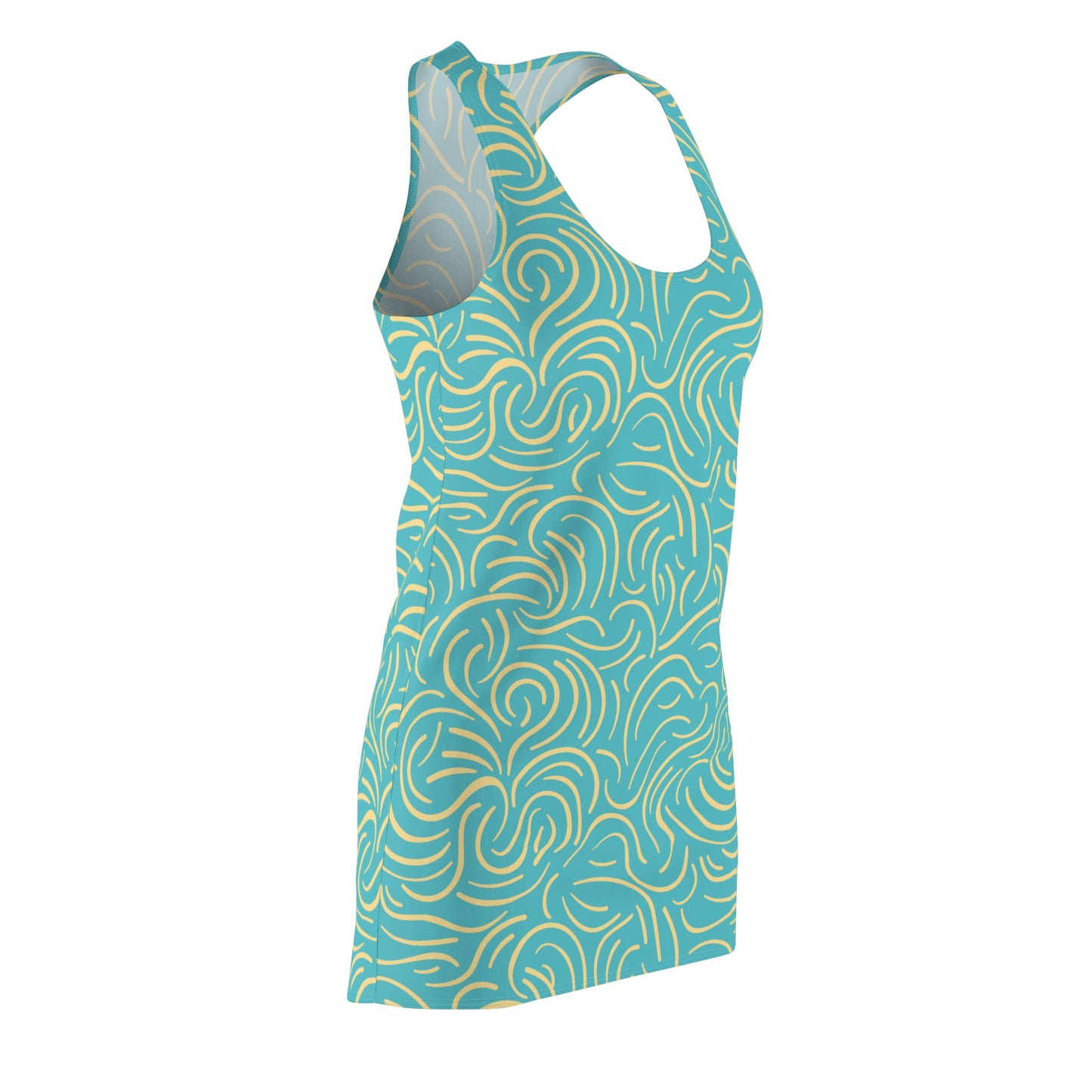 Türkis Wirbel Racerback Kleid – Trendige Sommer Damenmode