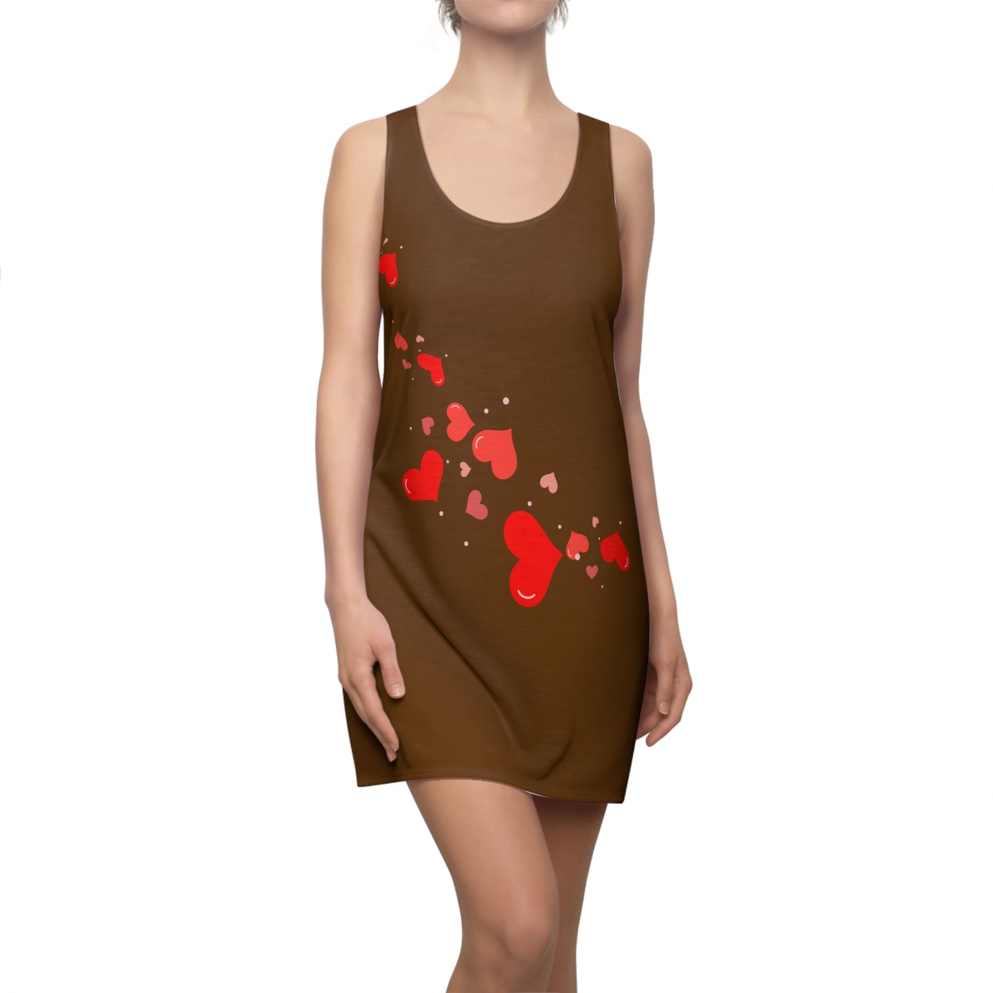 Braun Herz Racerback Kleid – Elegantes Valentinstag Outfit
