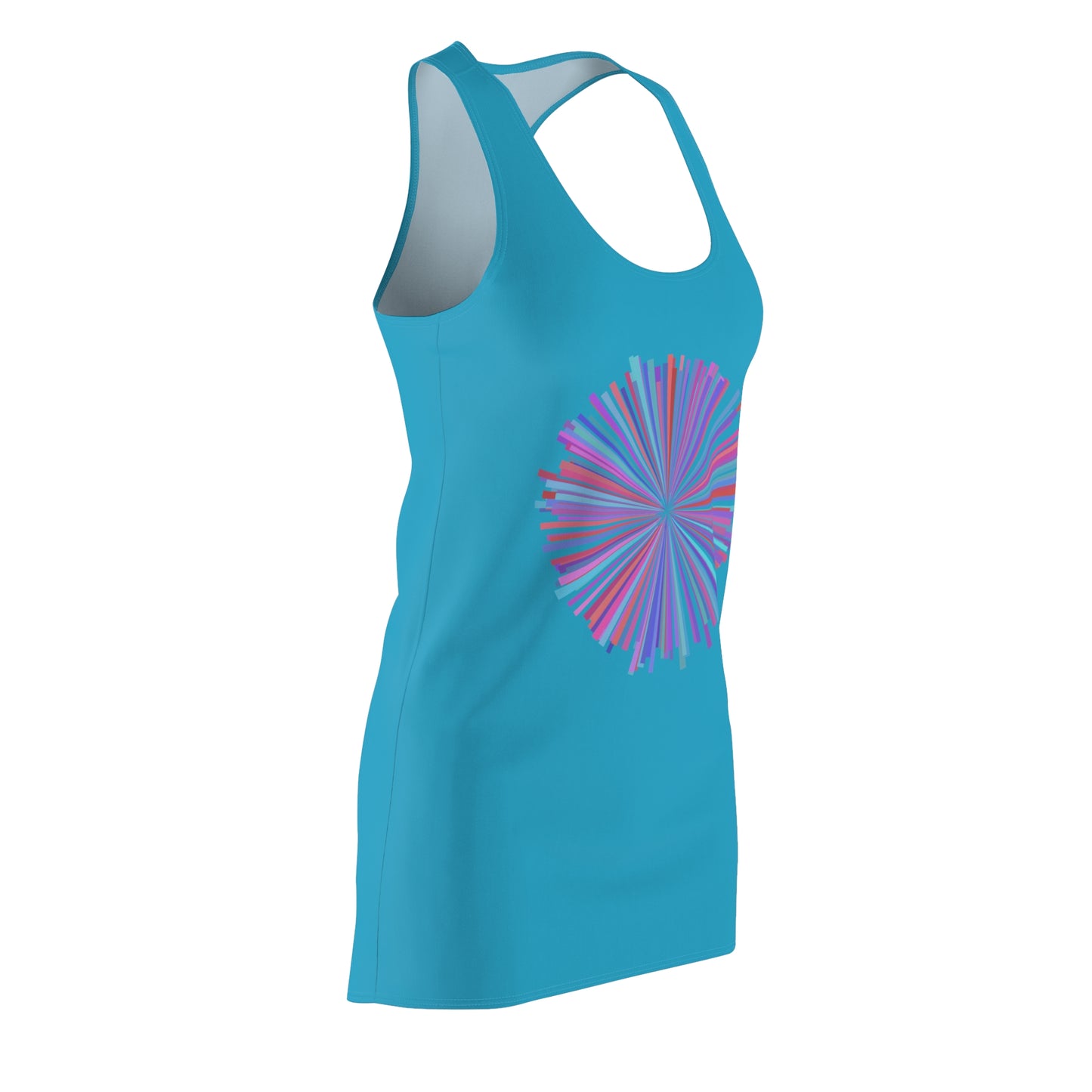 Racerback Kleid mit Aquarell-Muster – Türkises Sommerkleid, elegant & leicht