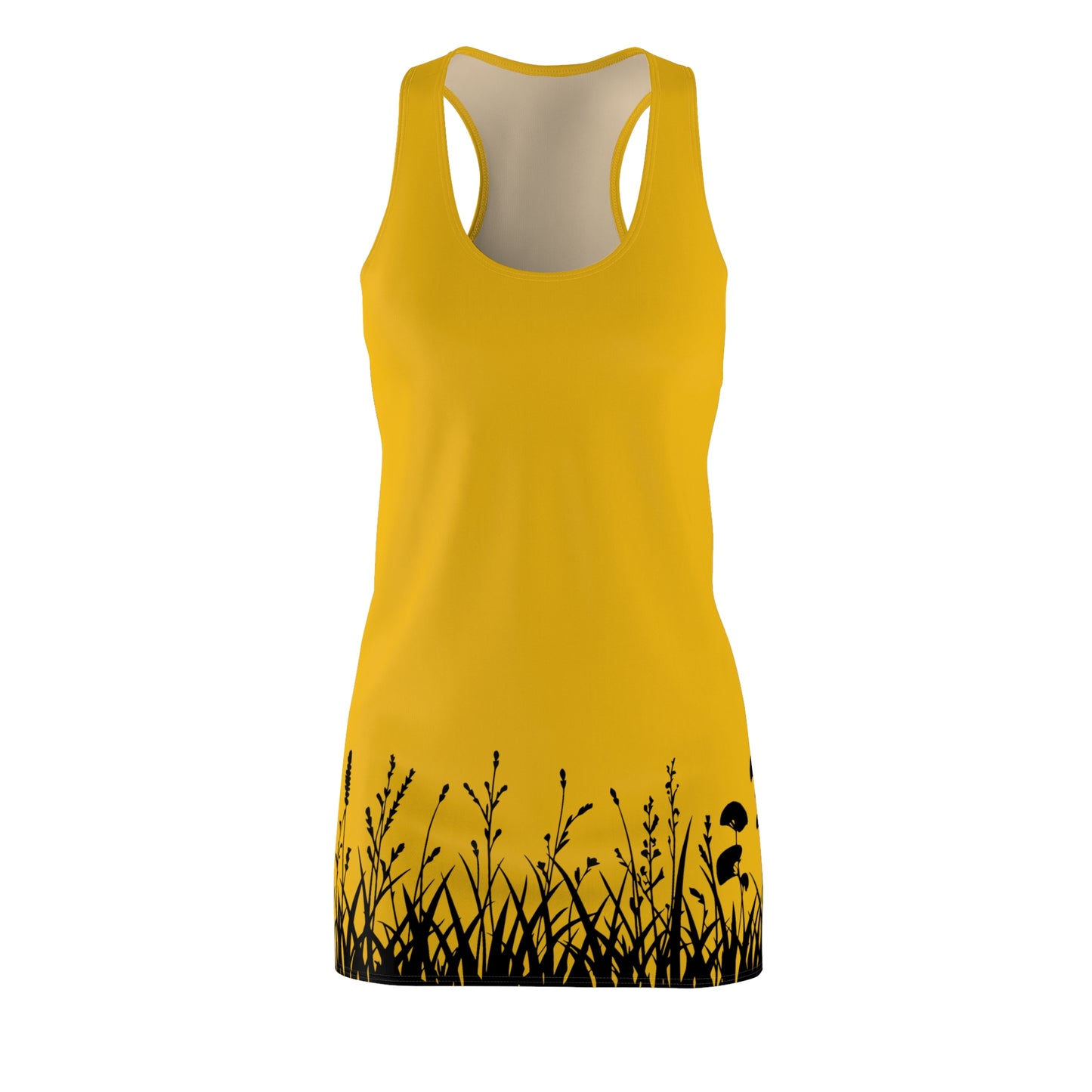 Gelb Floral Silhouette Racerback Kleid – Elegantes Sommerkleid