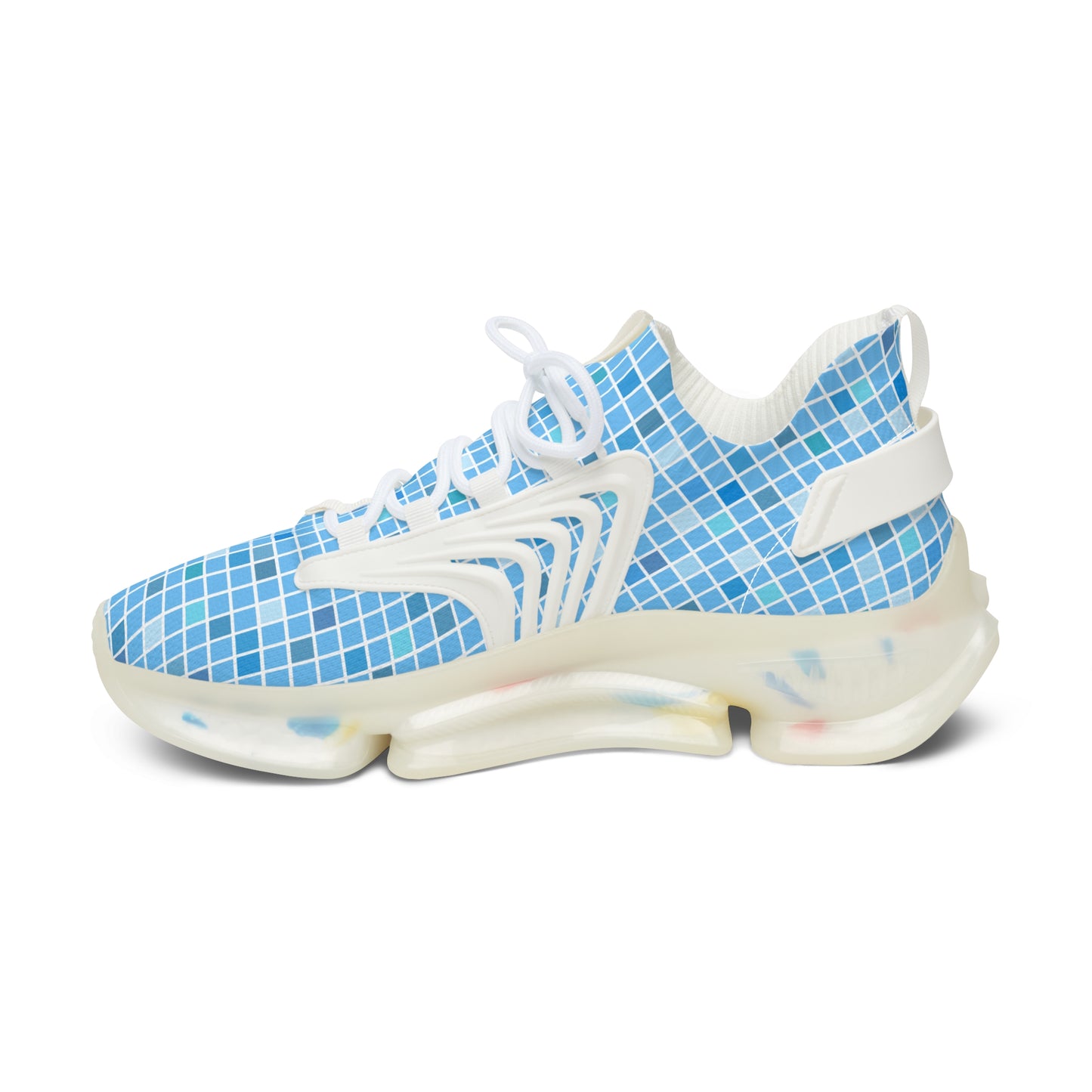 Blaue Damen Sneaker – Trendige Sportschuhe mit modernem Karomuster