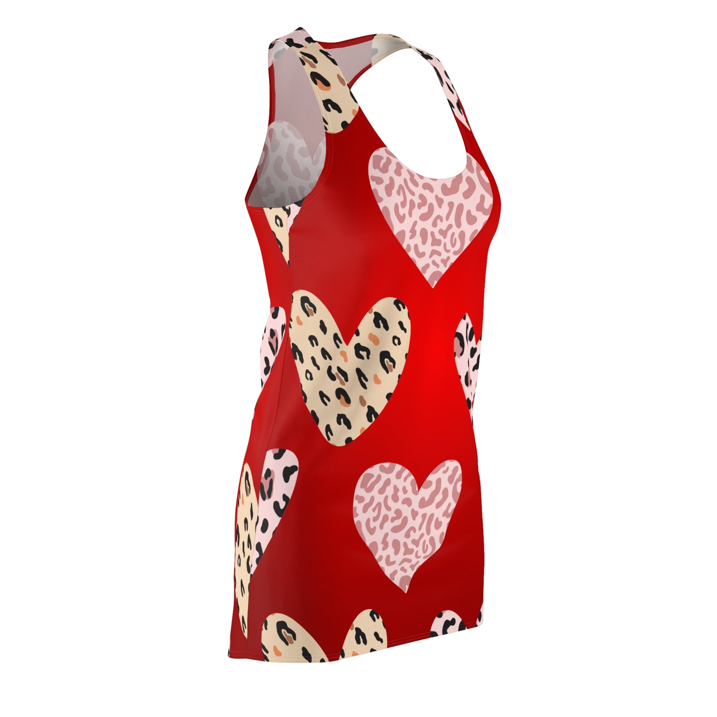 Damen Kleid Herzmuster Valentinstag Rot Racerback Sommer Romantisch