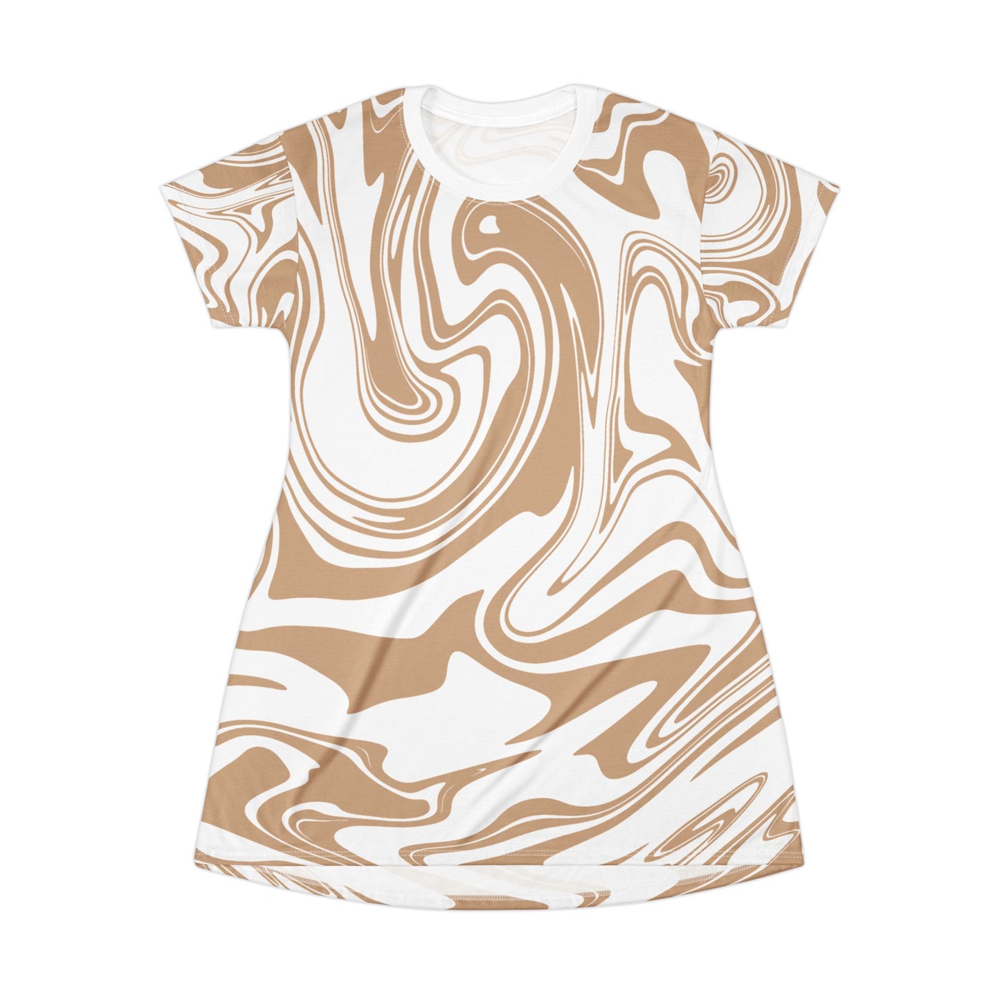 Damen Kleid Marmor Print T Shirt Sommer Casual Elegant