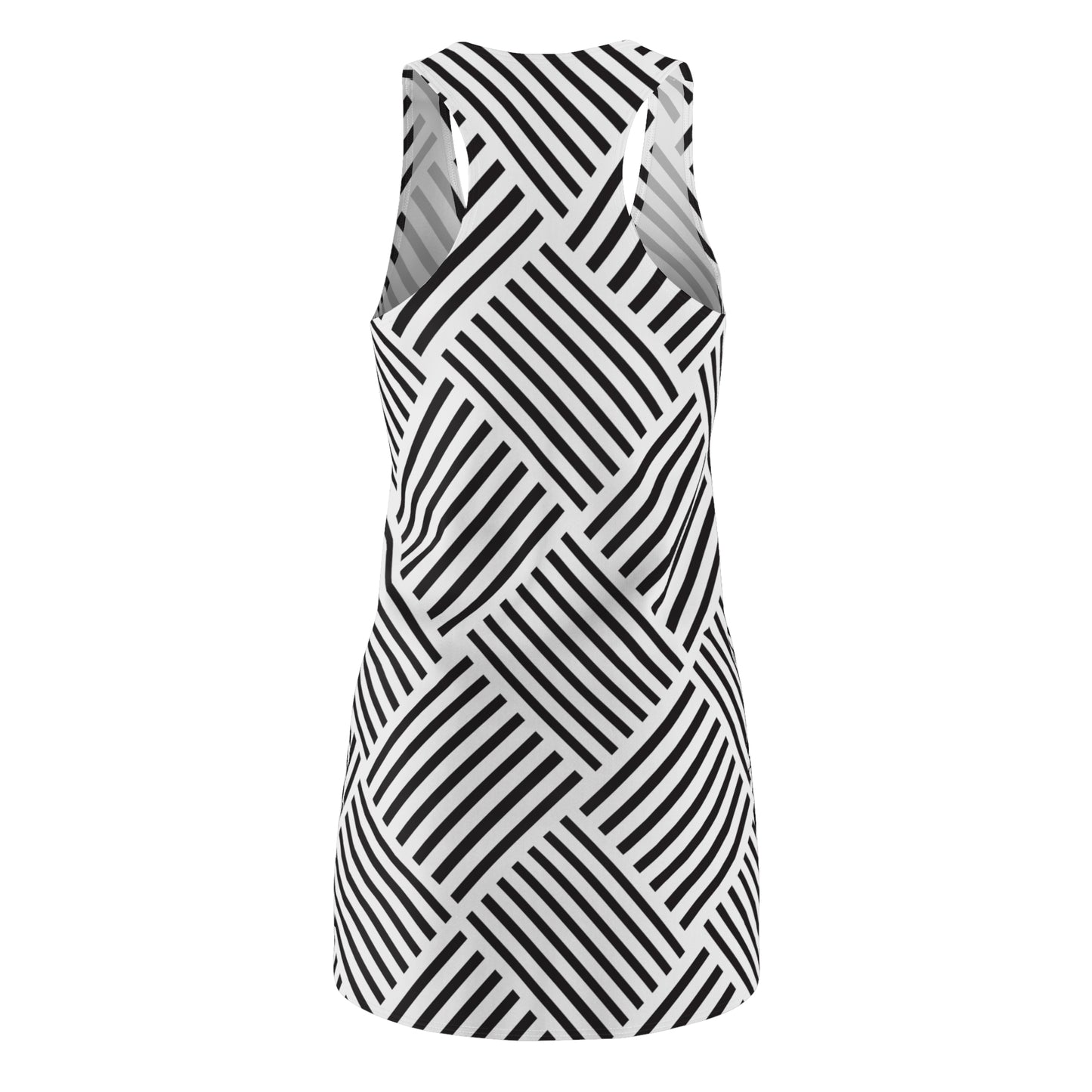 Streifen Racerback Kleid – Schwarz Weiß Damenmode