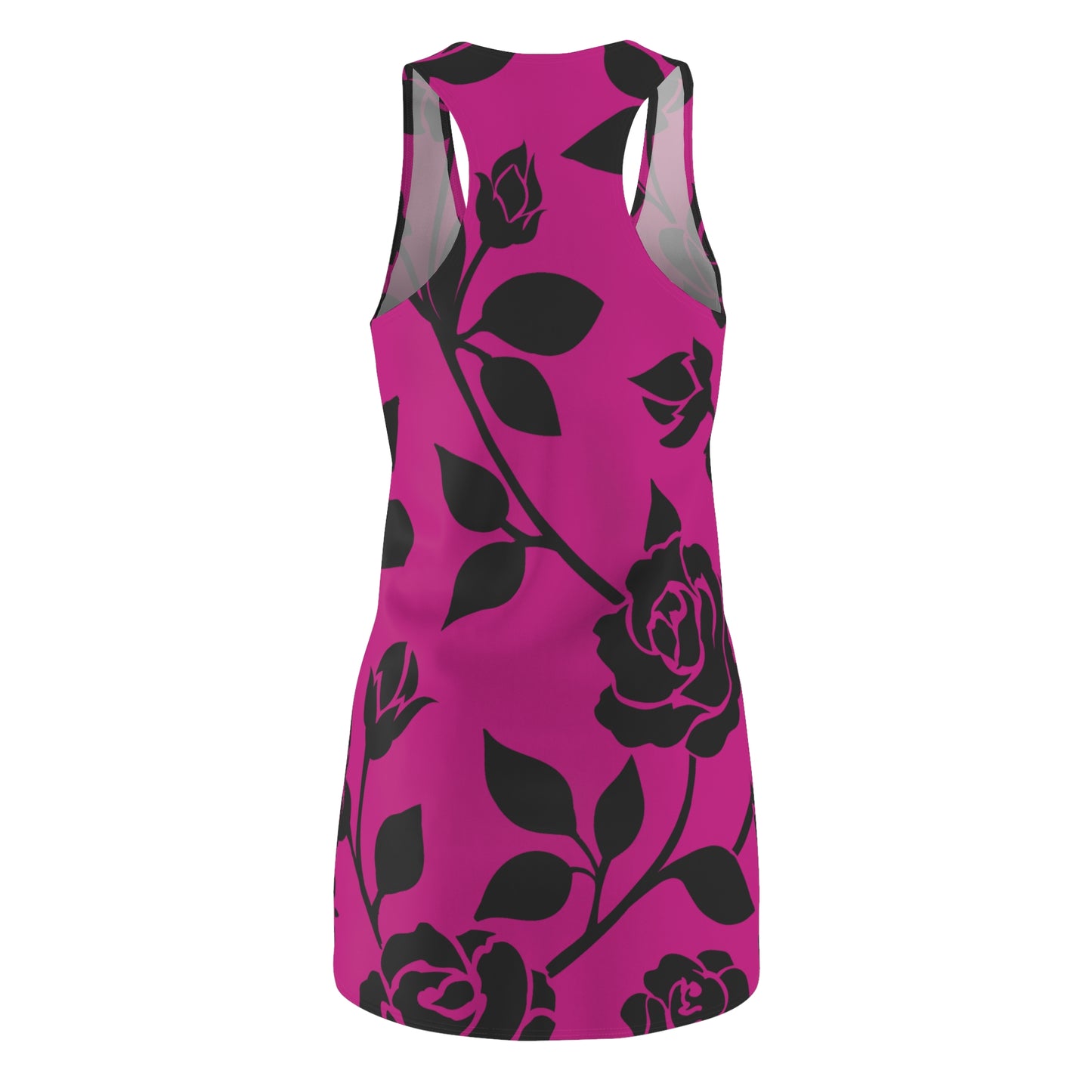 Rosen Racerback Kleid – Elegant Schwarz Pink Design
