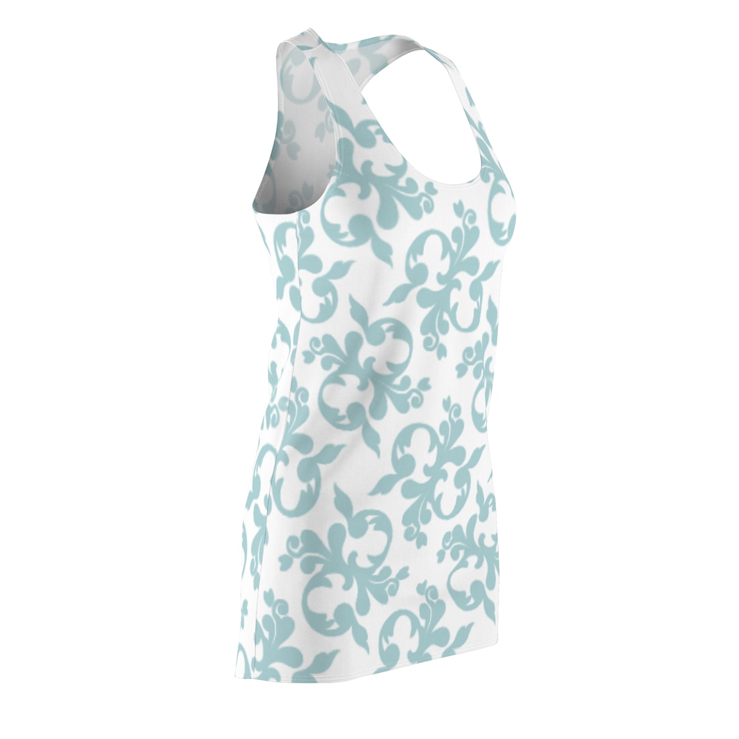 Weiß Türkis Floral Racerback Kleid – Sommer Damenmode