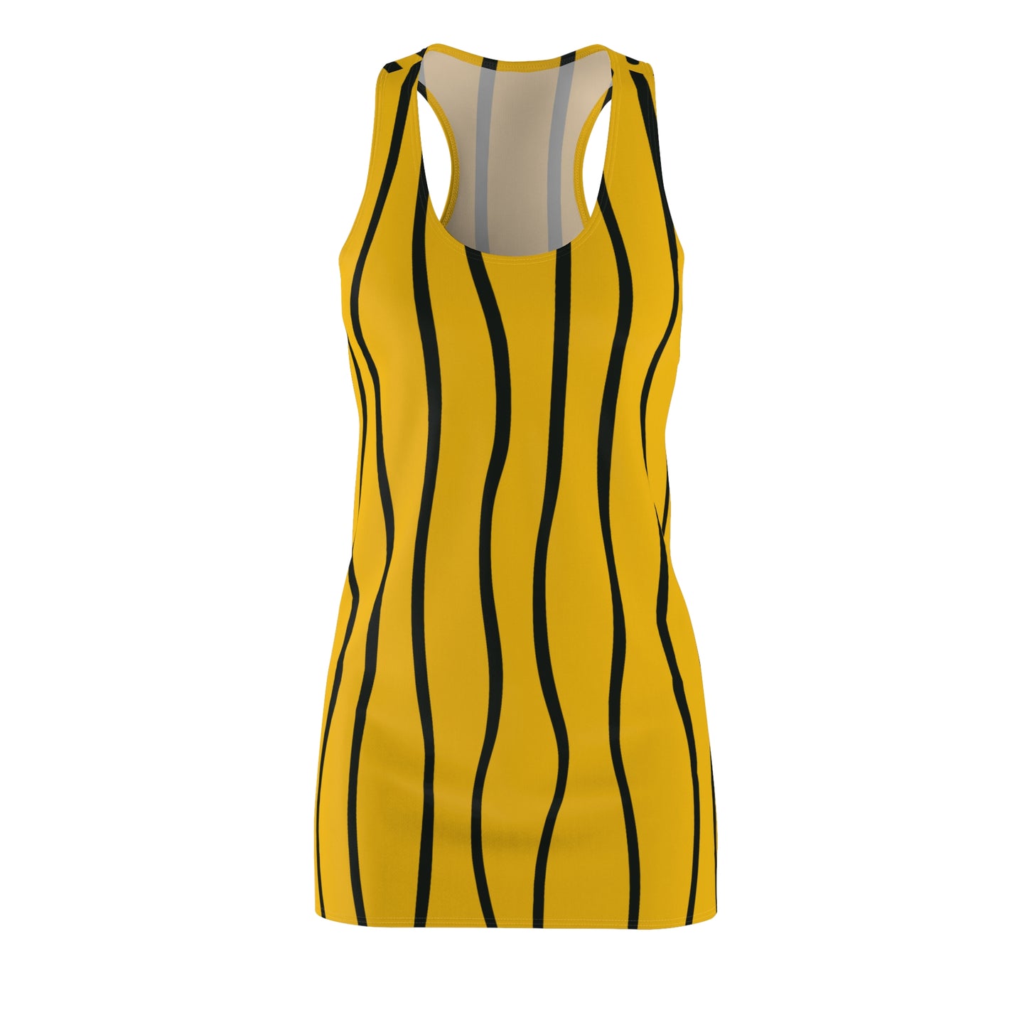 Gelb Schwarz Wellen Racerback Kleid – Modernes Sommerkleid