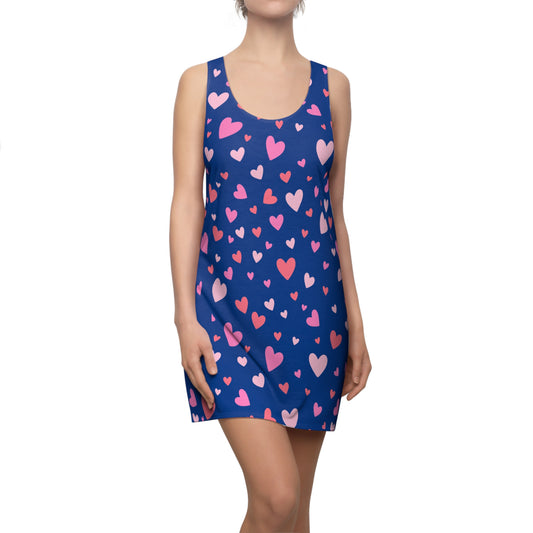 Pink Herz Racerback Kleid – Verspieltes Sommerkleid in blau