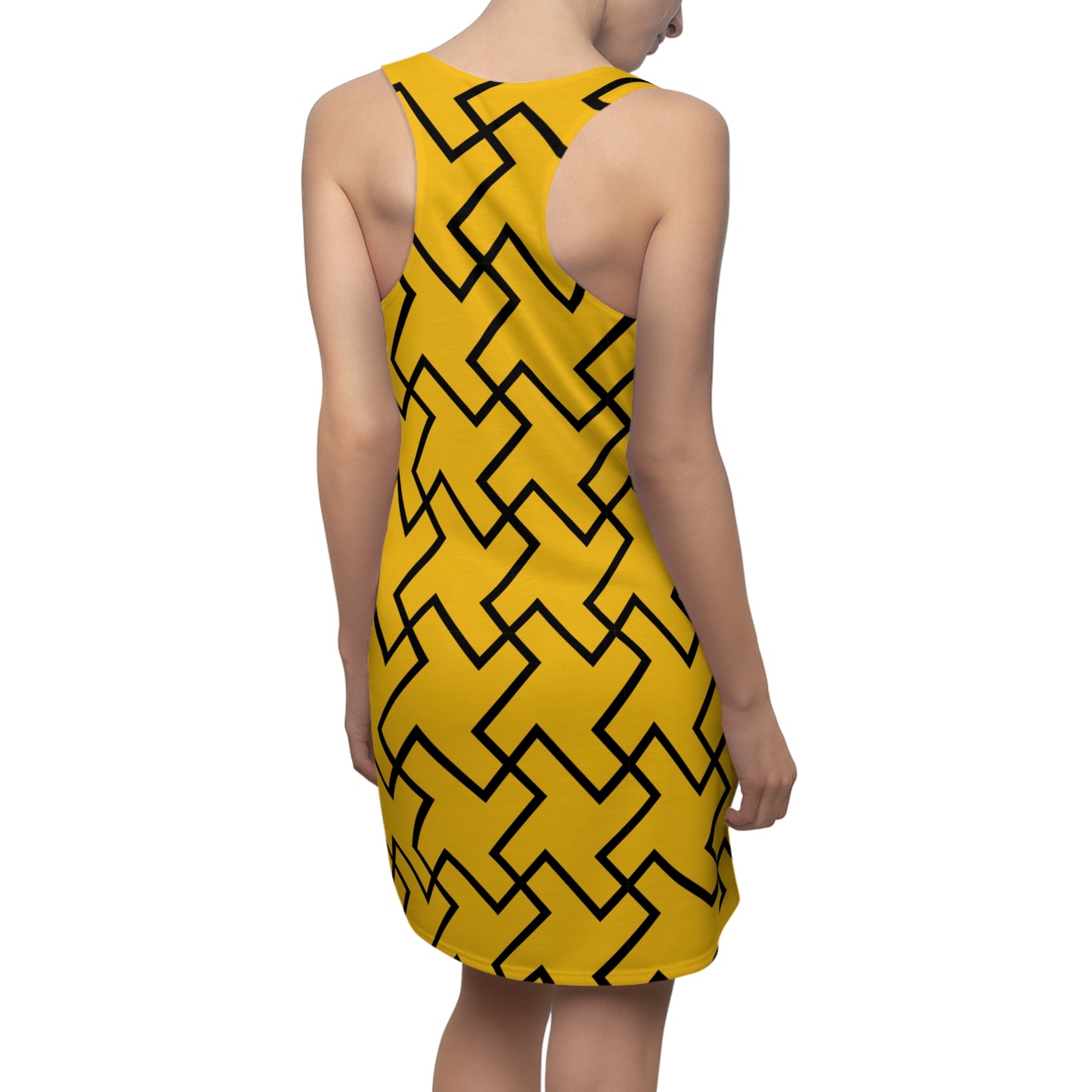 Gelbes Geometrie Racerback Kleid – Modern & Bequem
