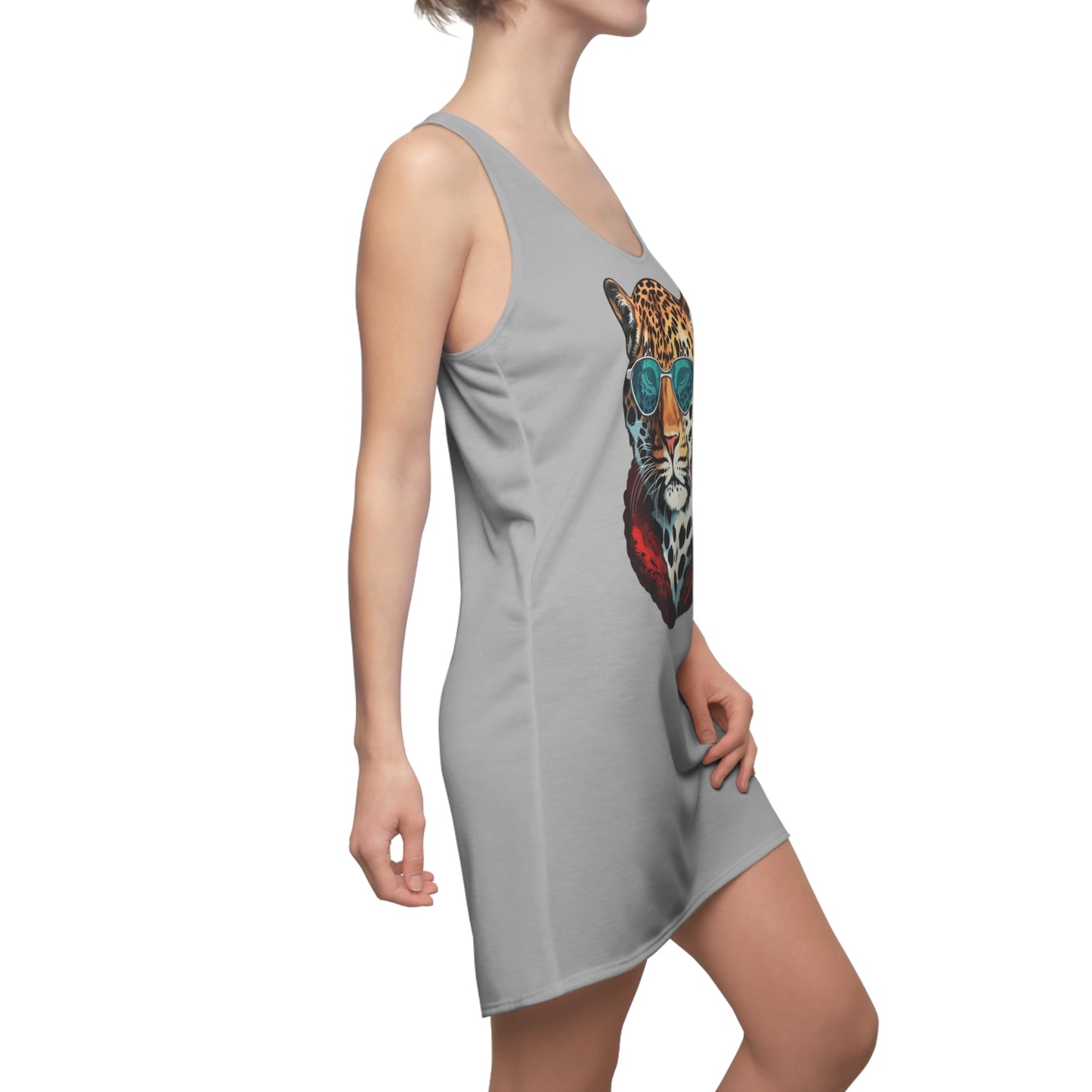 Graues Leopard Sonnenbrille Racerback Kleid – Cooles Sommerkleid
