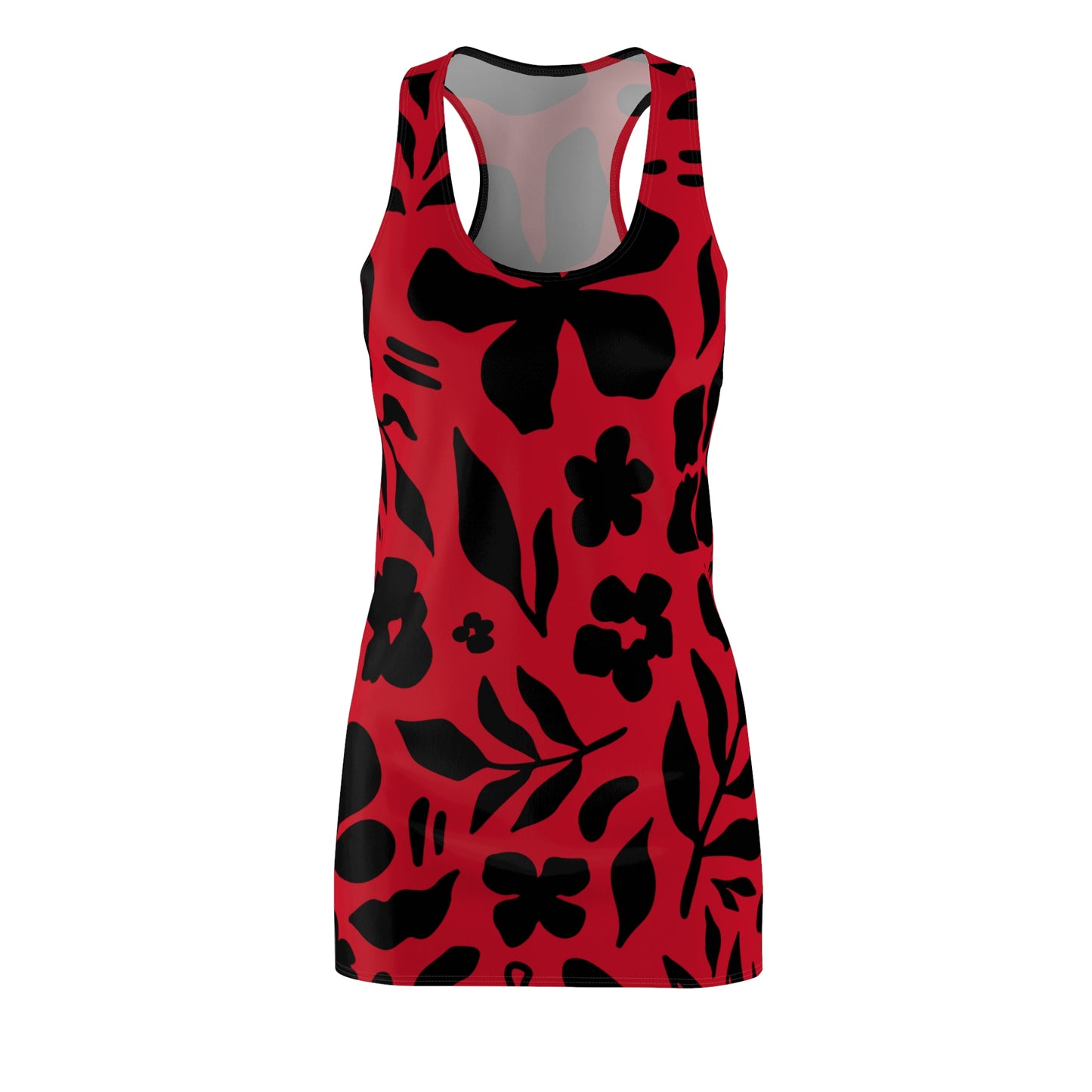 Schwarz Dunkelrot Floral Racerback Kleid – Sommer Damenmode