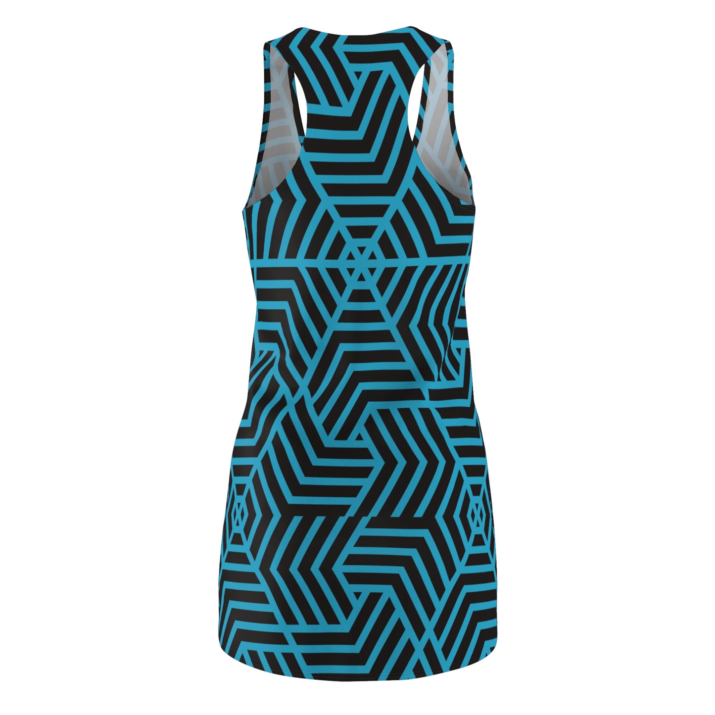 Racerback Kleid Damen – Türkis Sommerkleid mit geometrischem Muster