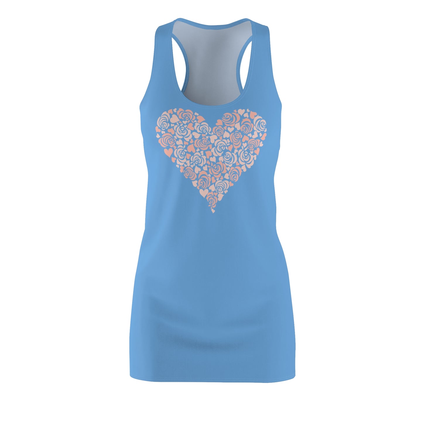 Hellblau Floral Heart Kleid Racerback Romantisches Sommerkleid