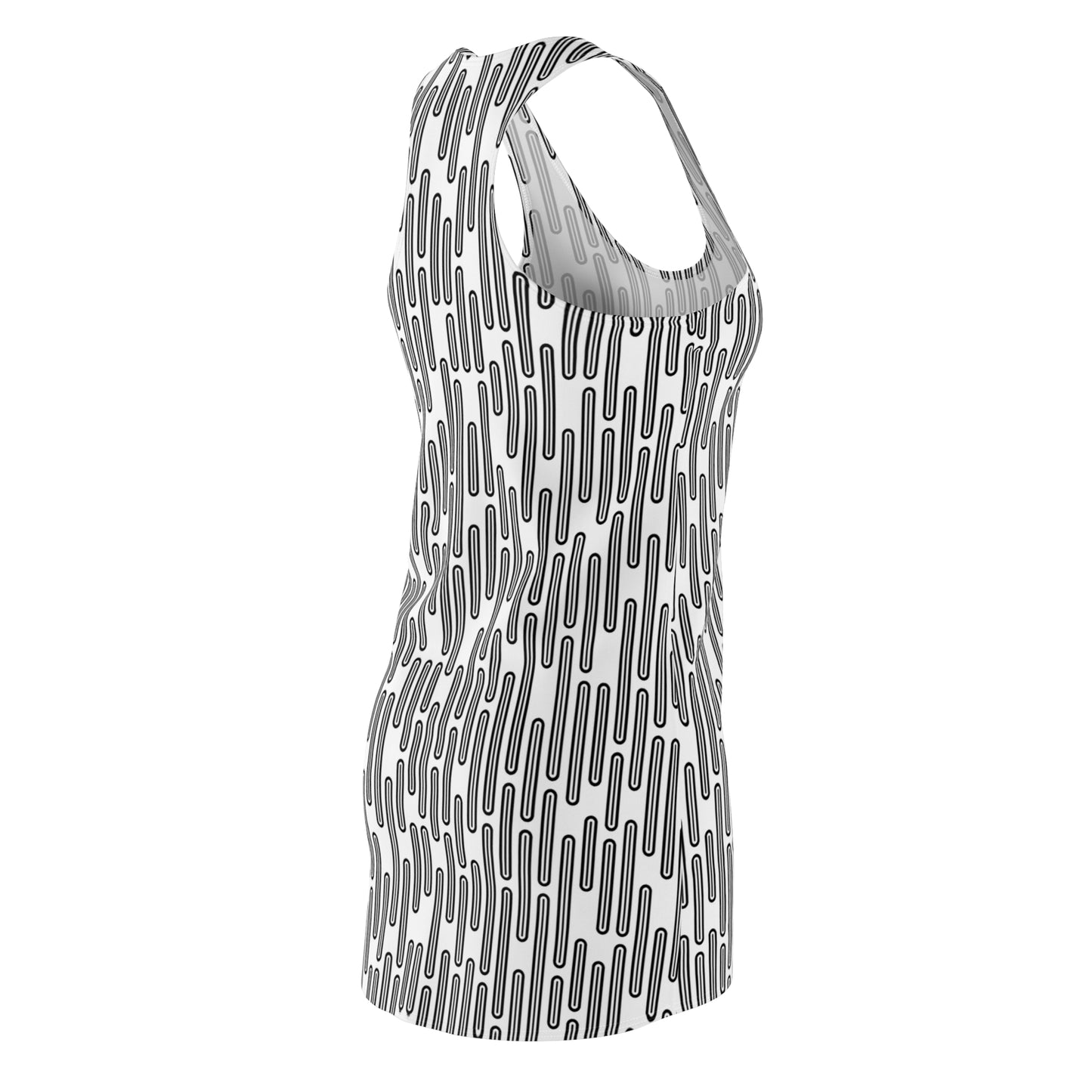 Vertikal Muster Racerback Kleid – Schwarz Weiß Damenmode