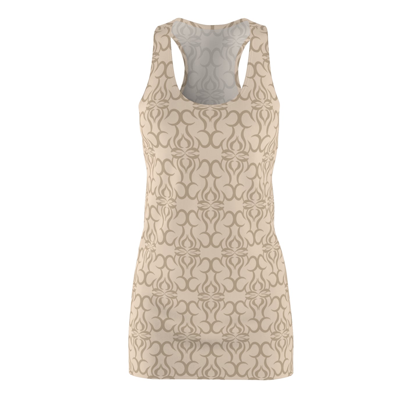 Beige Racerback Kleid – Elegant & Modern mit Muster