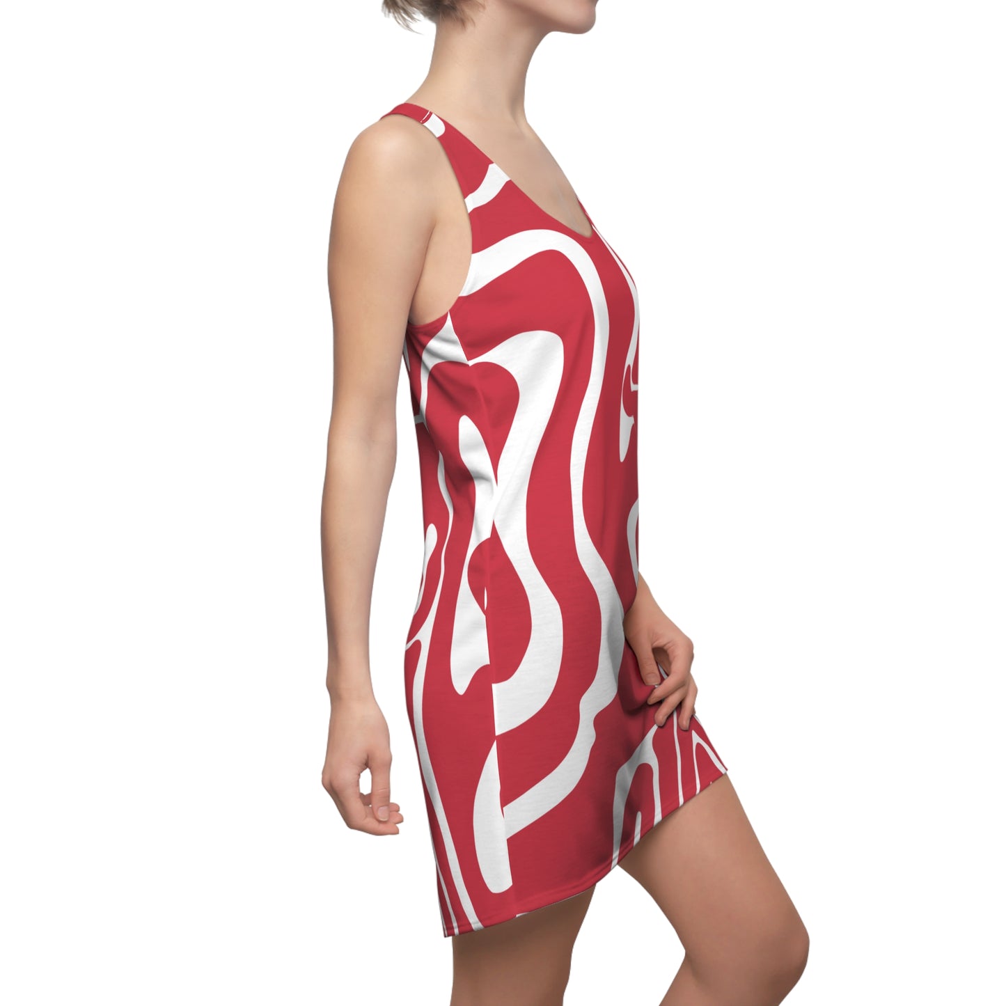 Rot Swirl Racerback Kleid – Abstraktes Sommerkleid