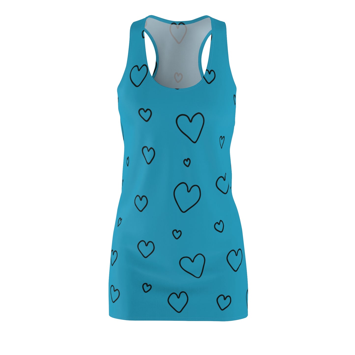 Racerback Kleid mit Herzmuster in Schwarz-Weiß – Heart Print, Cute