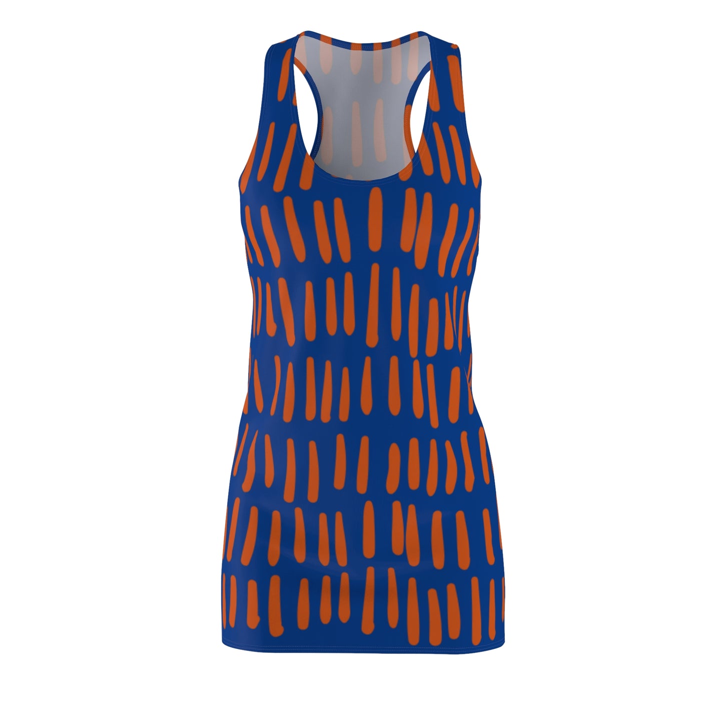 Blau Orange Boho Racerback Kleid – Modernes Sommerkleid