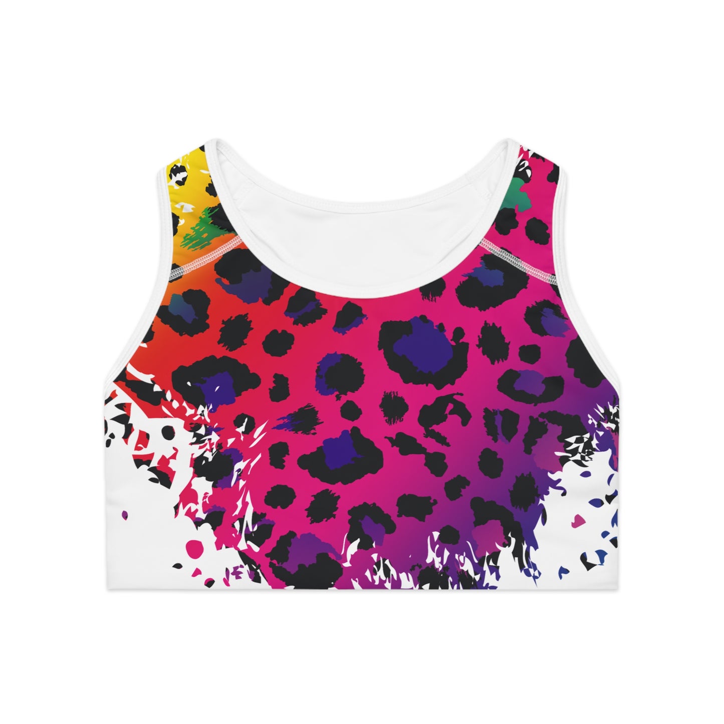 Damen Sport BH Leoparden Print Bunt Fitness Activewear
