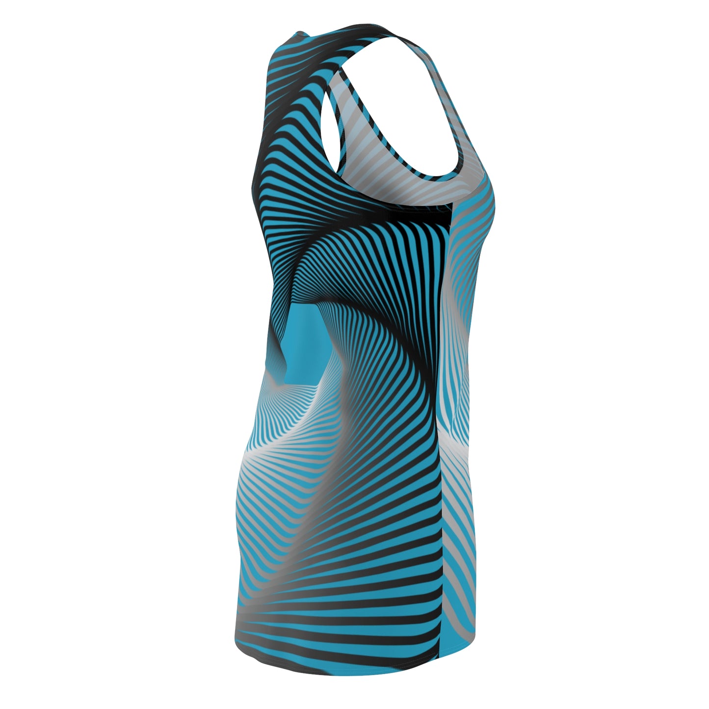 Schwarz Weiß Spirale Racerback Kleid – Stilvolles Sommerkleid Grün