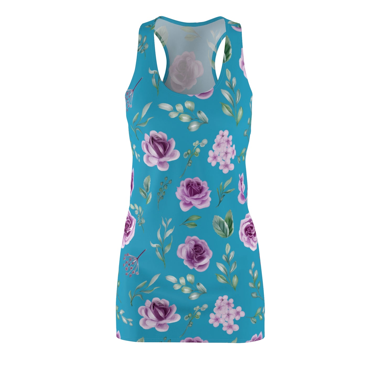 Türkis Floral Racerback Kleid – Blumenkleid Sommer Damen
