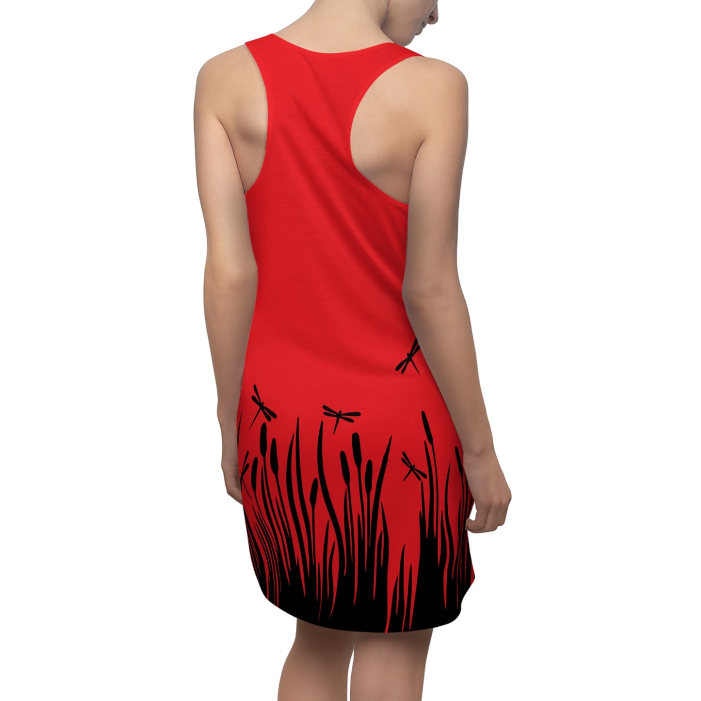 Rotes Damen Kleid Libellen Design Racerback Sommer Freizeit Party