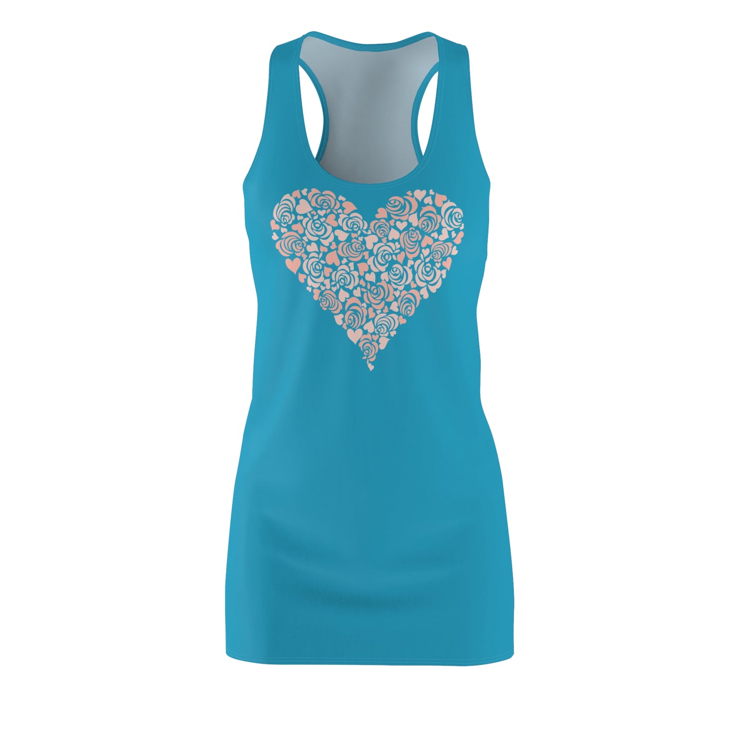 Türkis Floral Heart Kleid Racerback Romantisches Sommerkleid