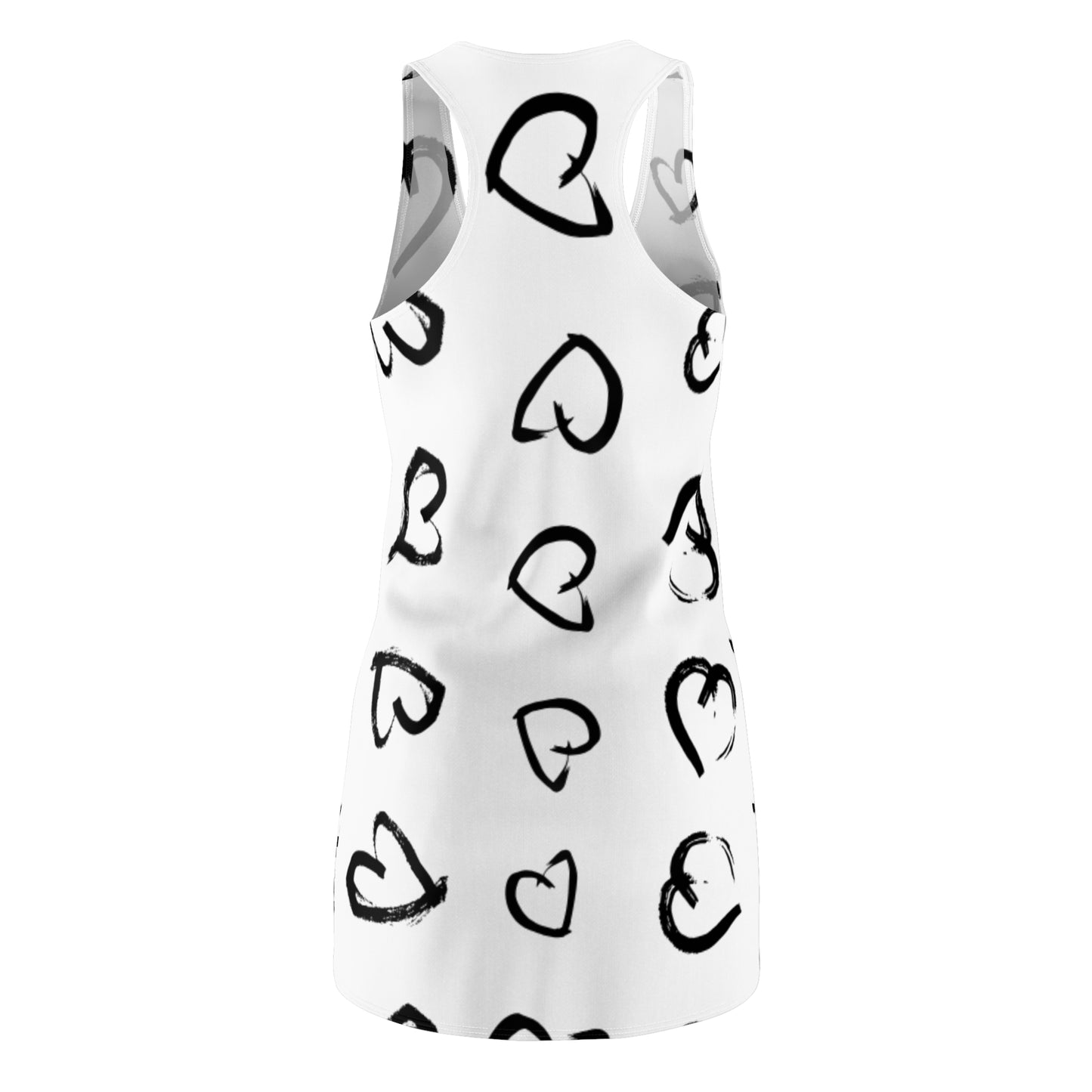 Racerback Kleid mit handgezeichnetem Herzmuster – Lässiges Sommerkleid
