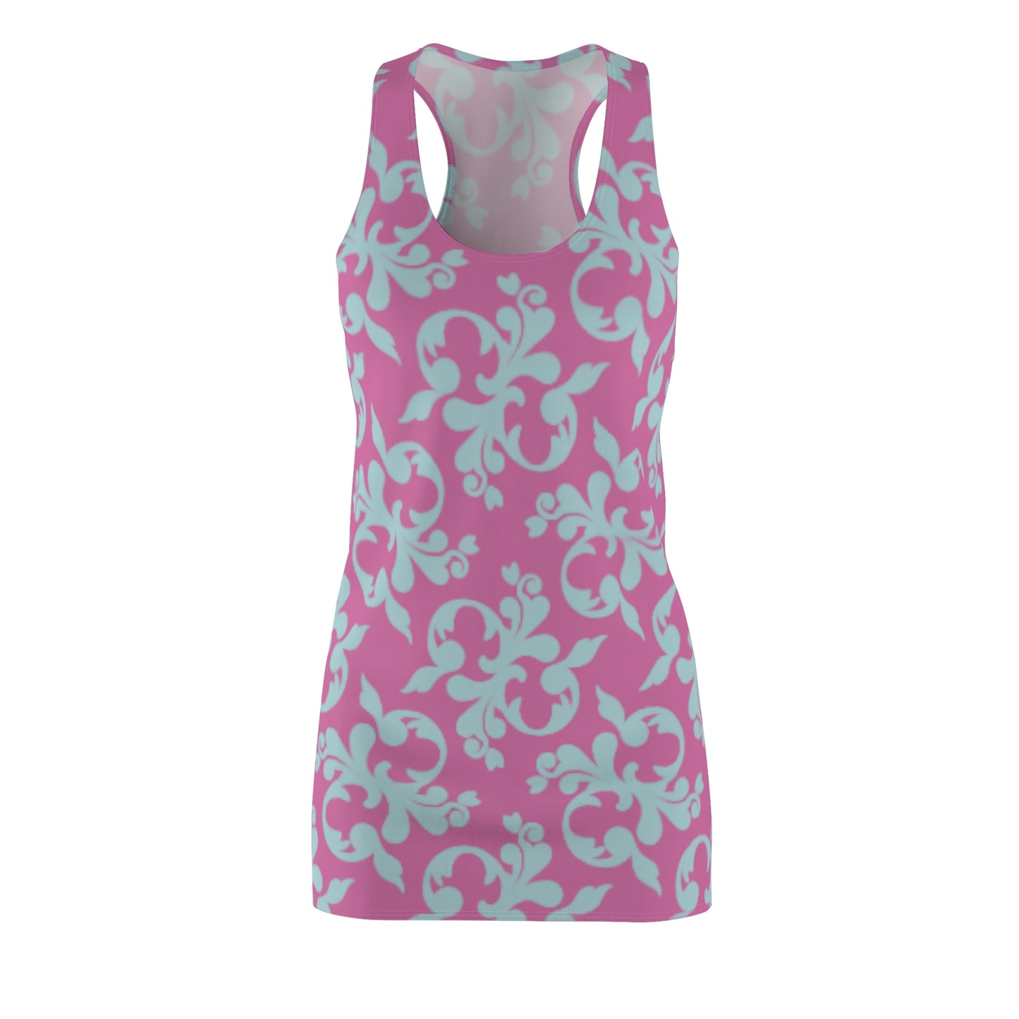Rosa Türkis Floral Racerback Kleid – Sommer Damenmode
