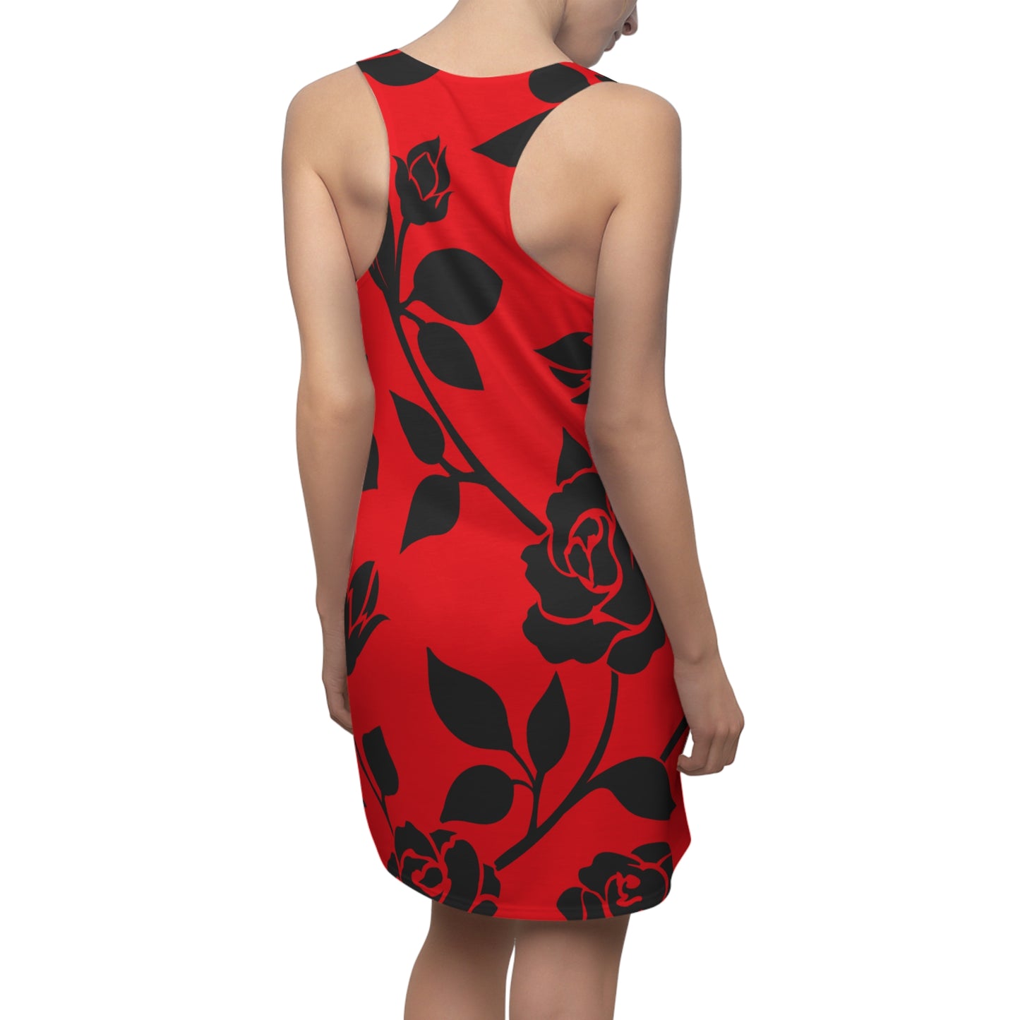Rosen Racerback Kleid – Elegant Schwarz rot Design