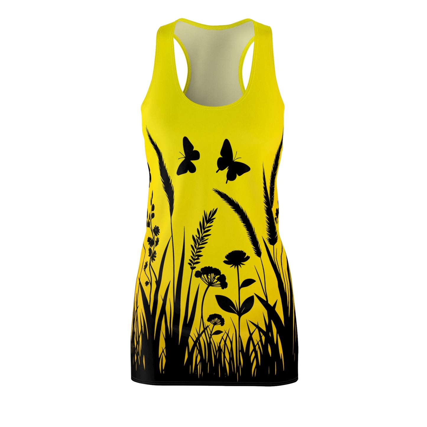 Gelb Schmetterling Racerback Kleid – Sonnige Sommer Damenmode