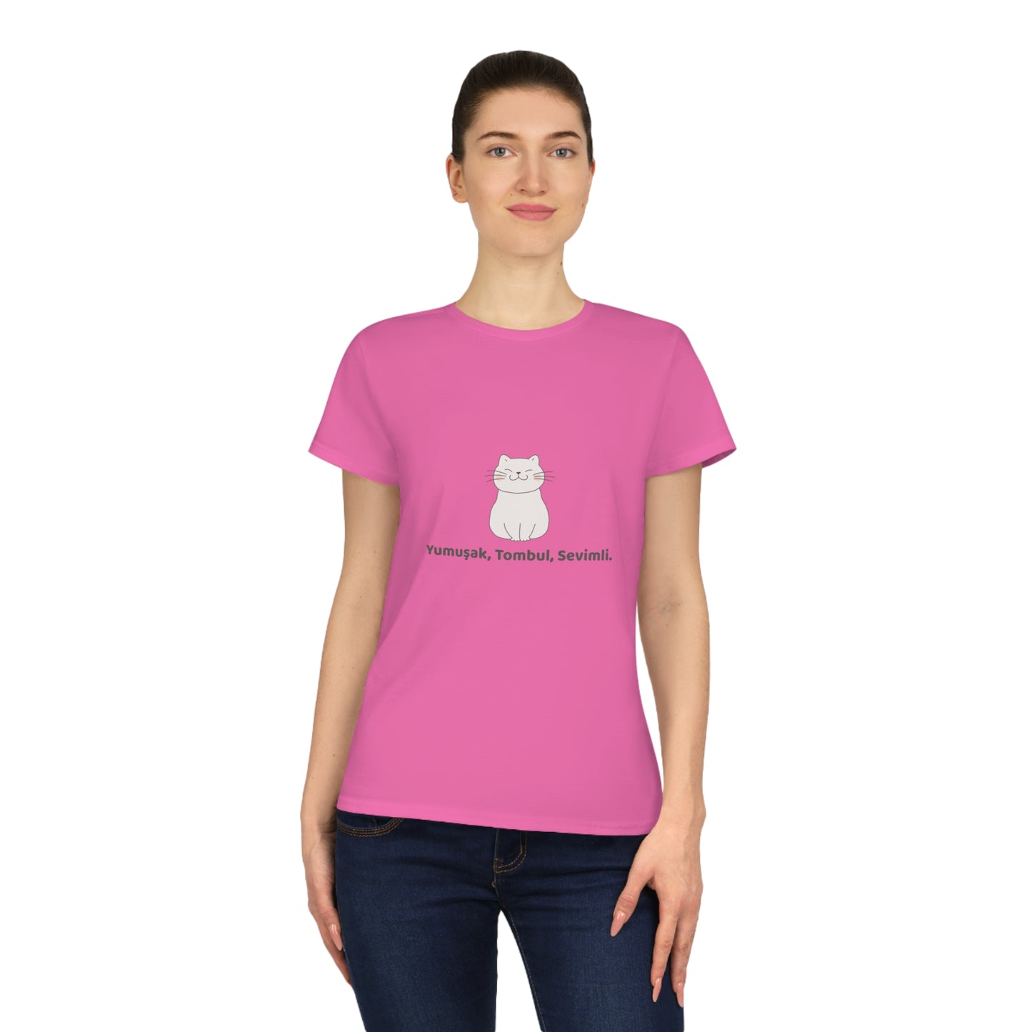 Damen T-Shirt Baumwolle – Katze Motiv, Leicht & Bequem, Casual Outfit