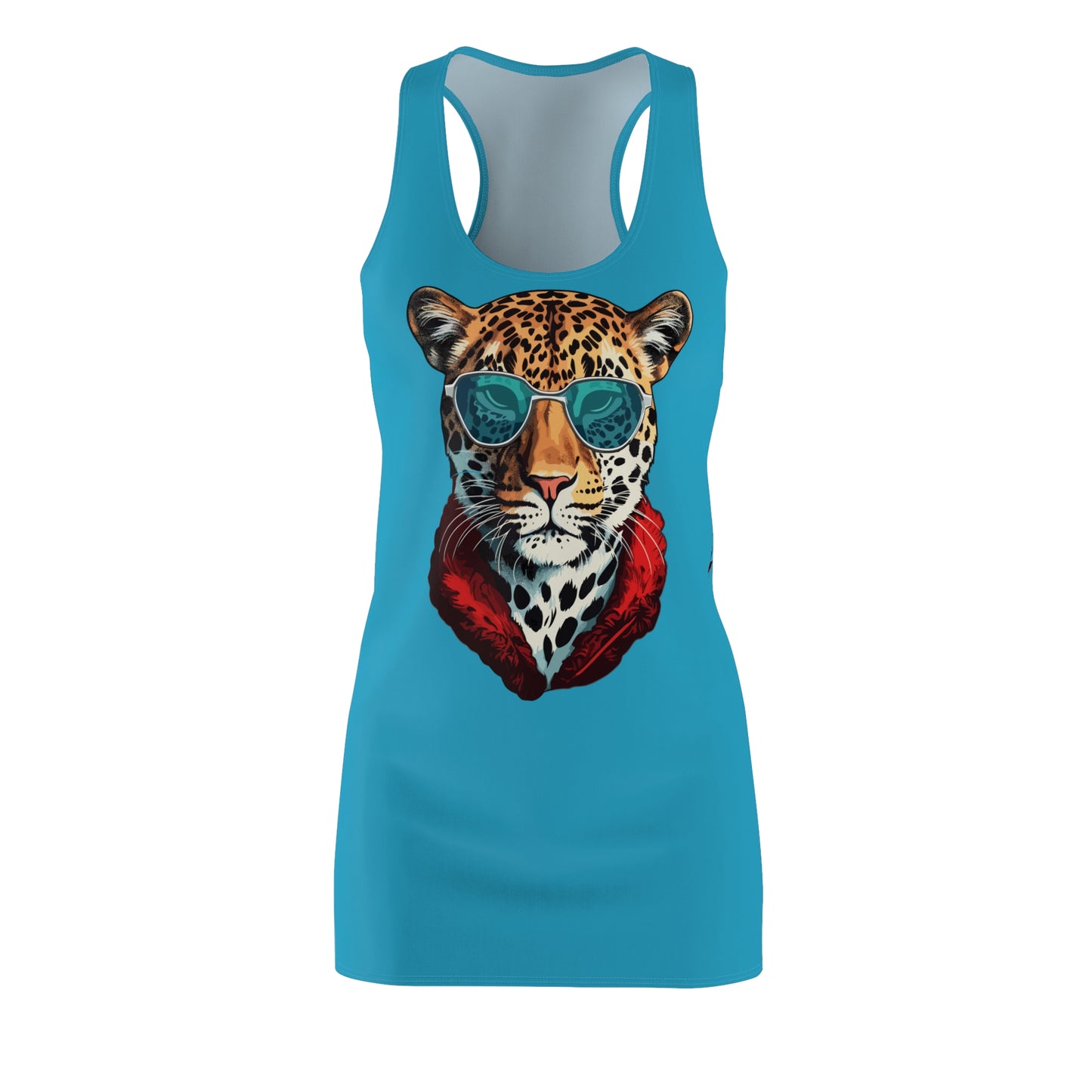 Türkises Leopard Sonnenbrille Racerback Kleid – Cooles Sommerkleid