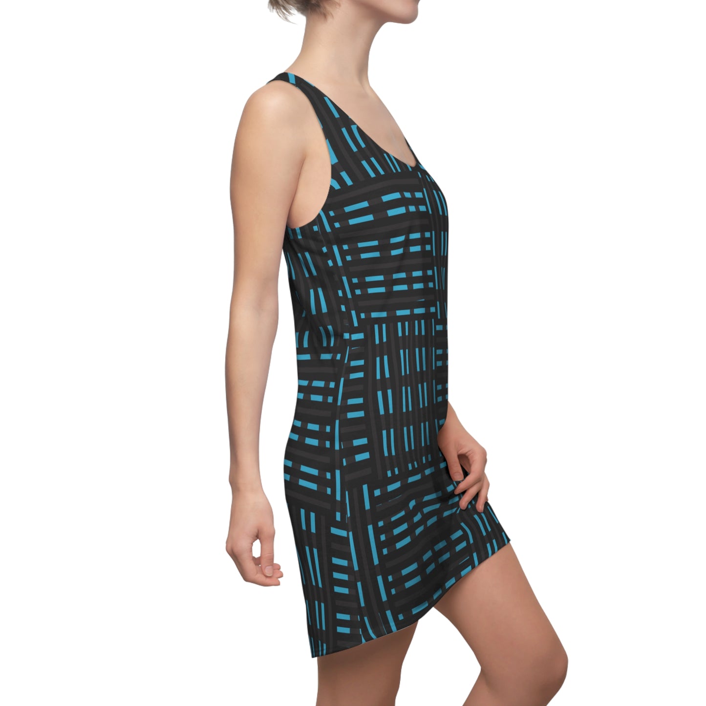 Schwarz Türkis Racerback Kleid – Modernes Sommerkleid