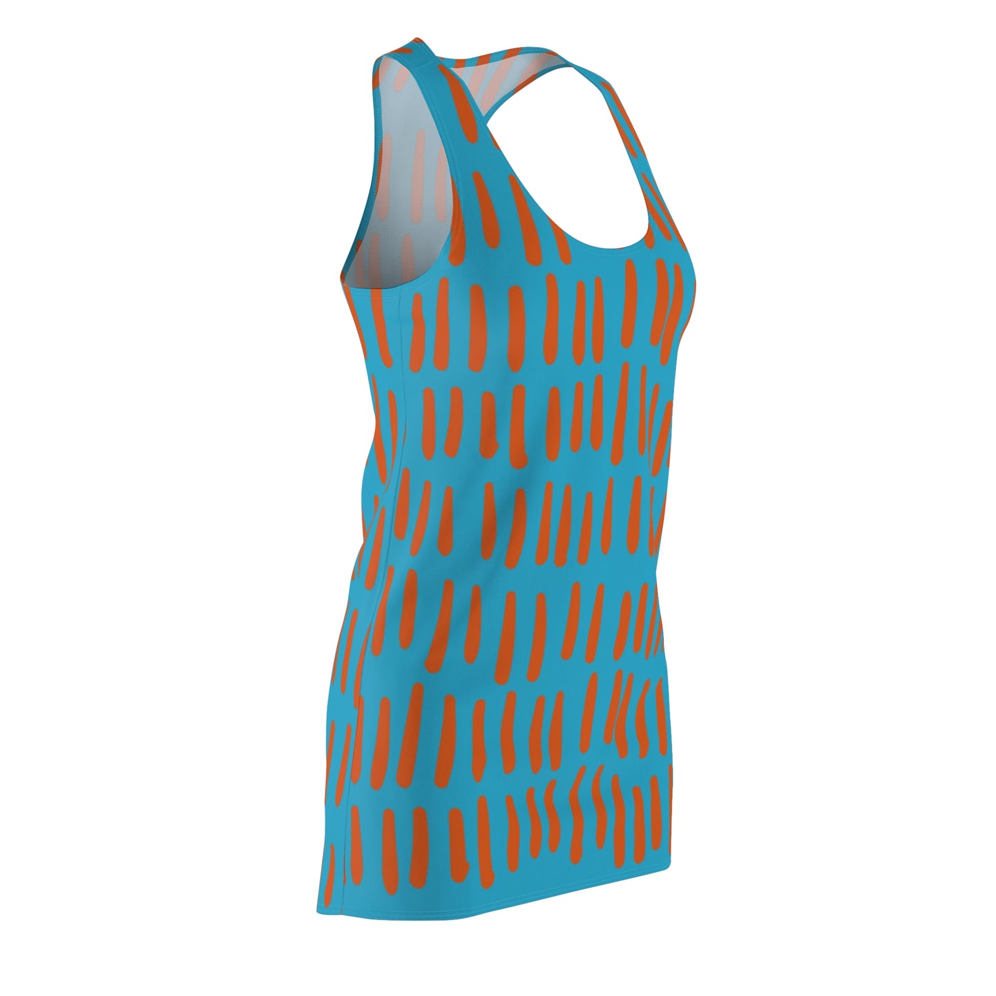 Türkis Orange Boho Racerback Kleid – Modernes Sommerkleid