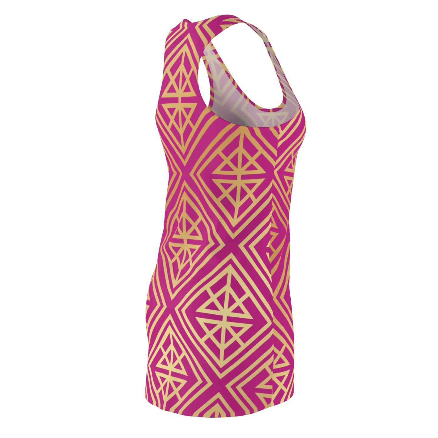 Luxury Racerback Dress mit Geometric Gold Line Muster Pembe