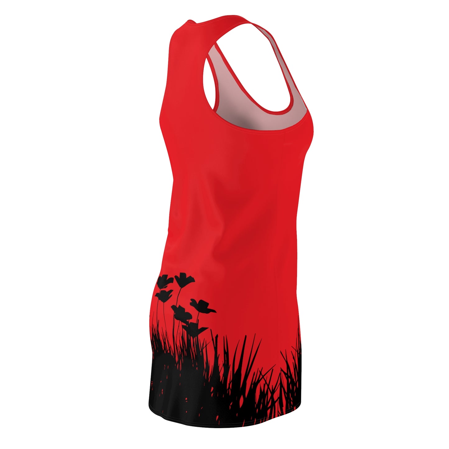 Rot Racerback Damenkleid – Botanisches Sommerkleid, Freizeitkleid