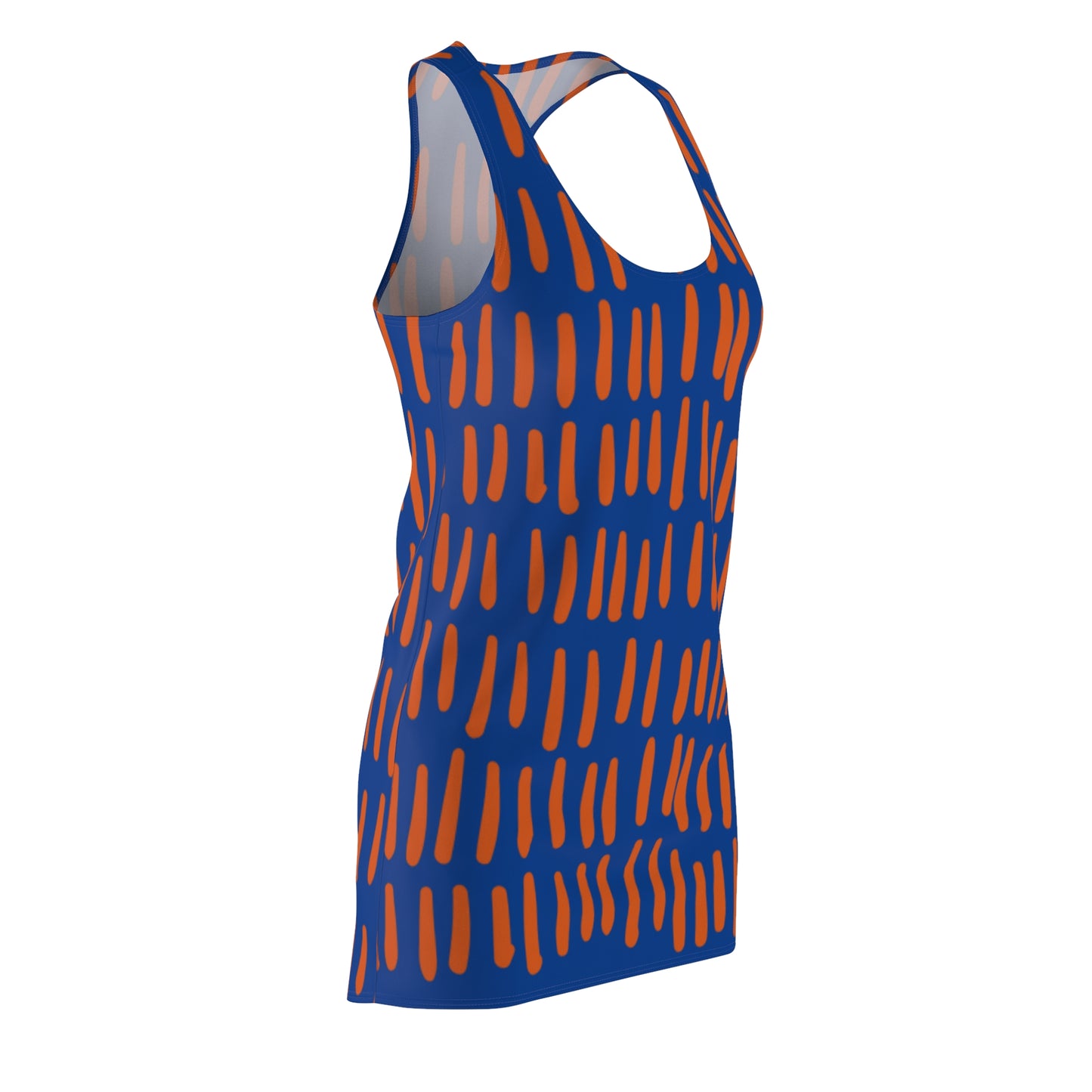 Blau Orange Boho Racerback Kleid – Modernes Sommerkleid