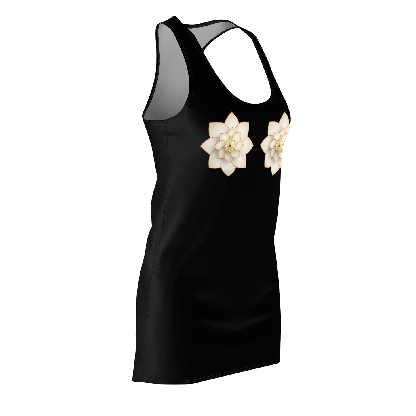 Schwarzes Damen Kleid Lotus Racerback Sommer Elegant Alltag Events
