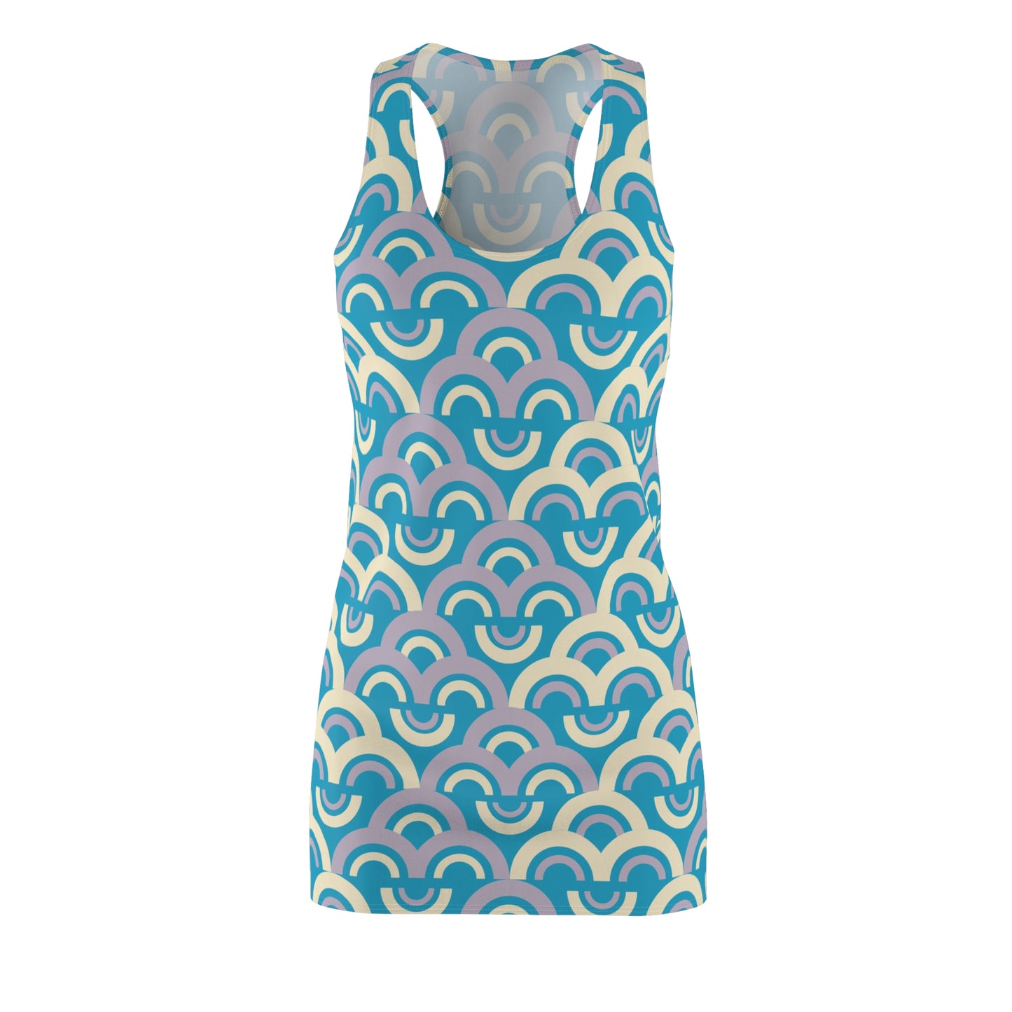 Damen Racerback Kleid Pastell Bogenmuster Bequemes Freizeitkleid