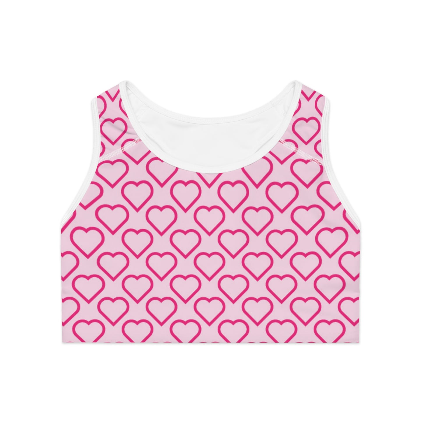 Damen Sport BH Herz Print Pink Atmungsaktiv Yoga Fitness Top