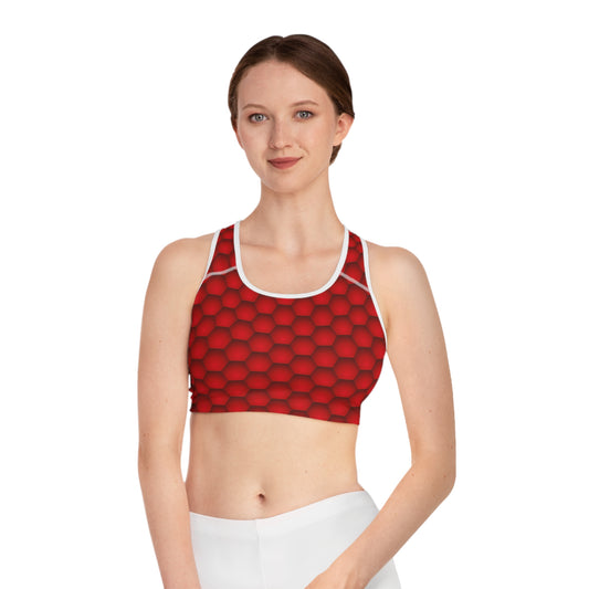 Damen Sport BH Rot Muster Atmungsaktiv Yoga Fitness Workout Top