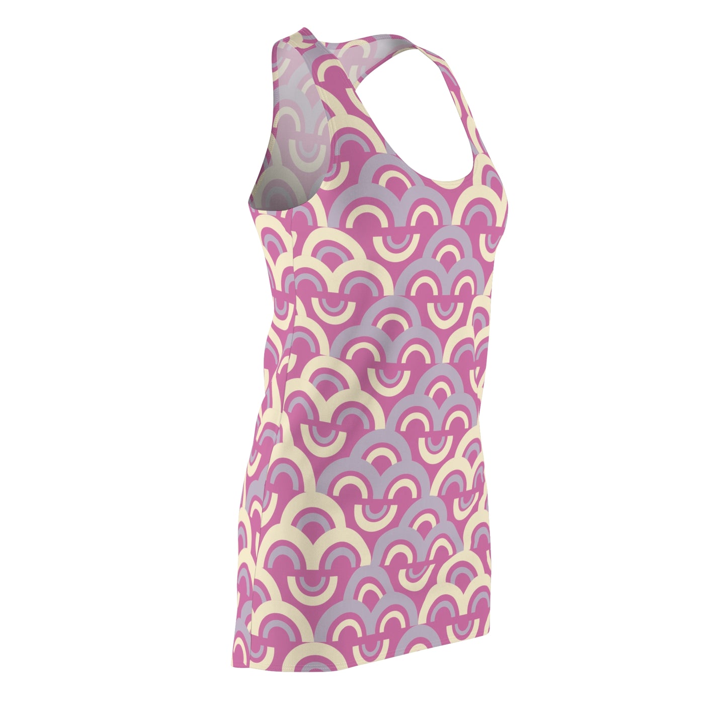 Damen Racerback Kleid Rosa Pastell Bogenmuster Bequemes Freizeitkleid