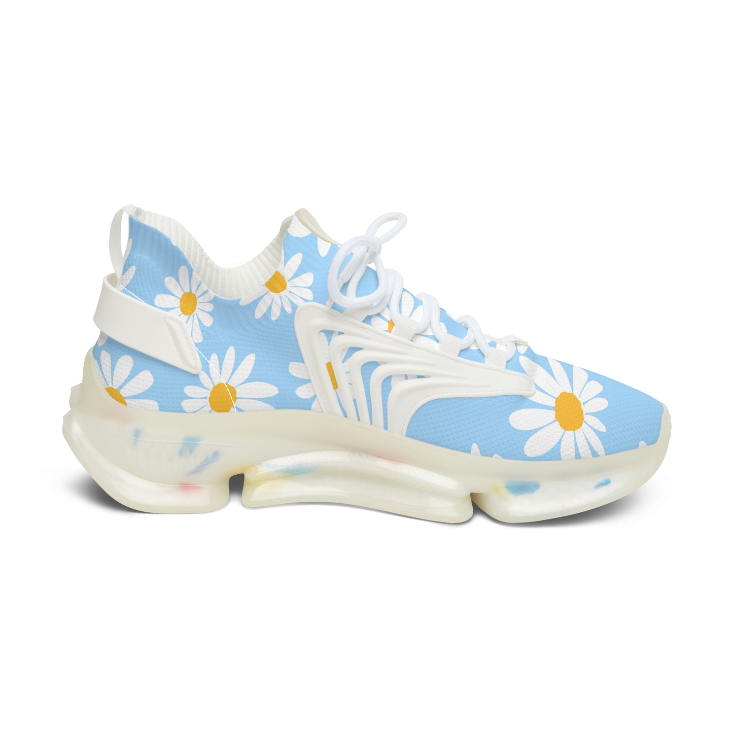 Blaue Damen Sneaker mit Blumenmuster – Stylische Sportschuhe