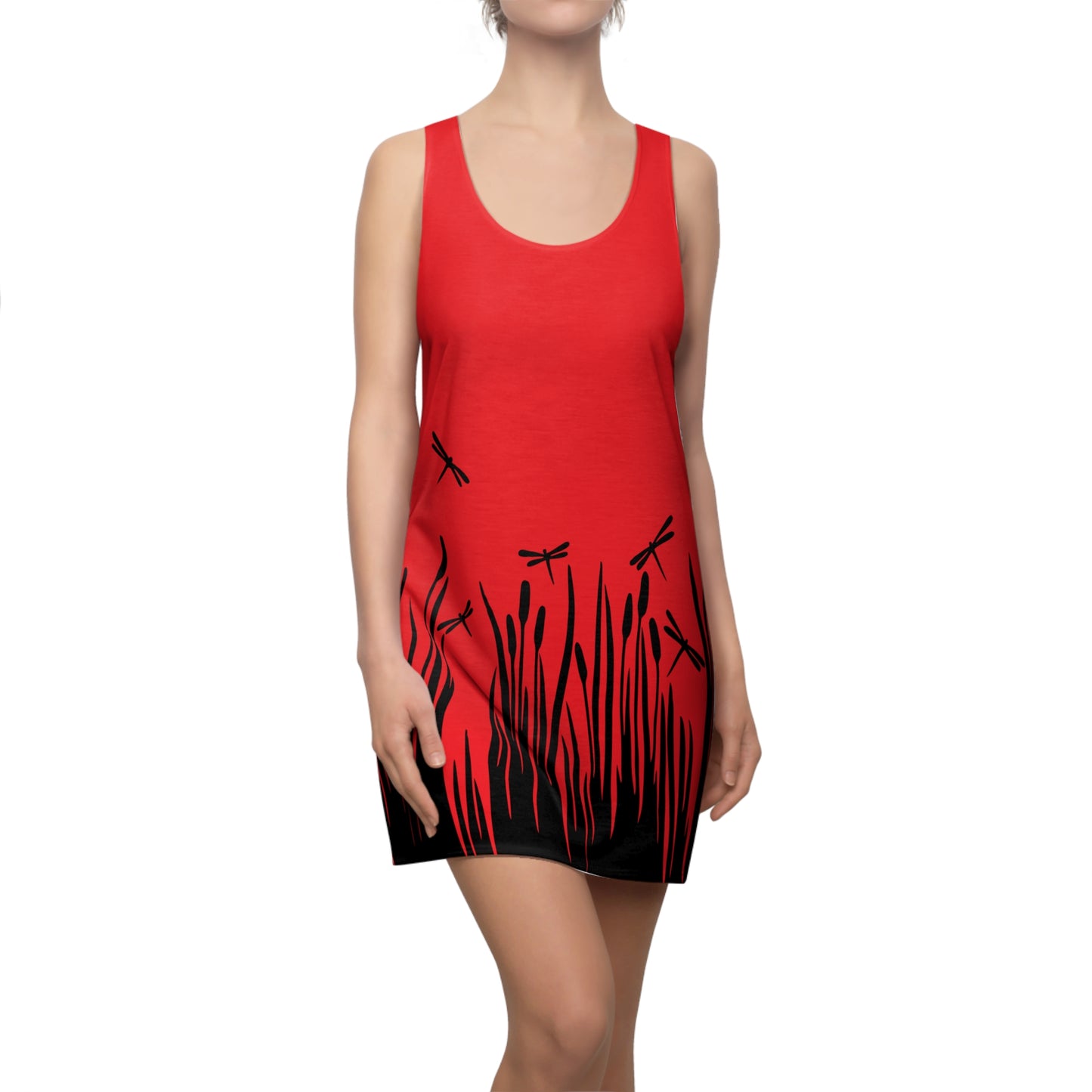 Rotes Damen Kleid Libellen Design Racerback Sommer Freizeit Party