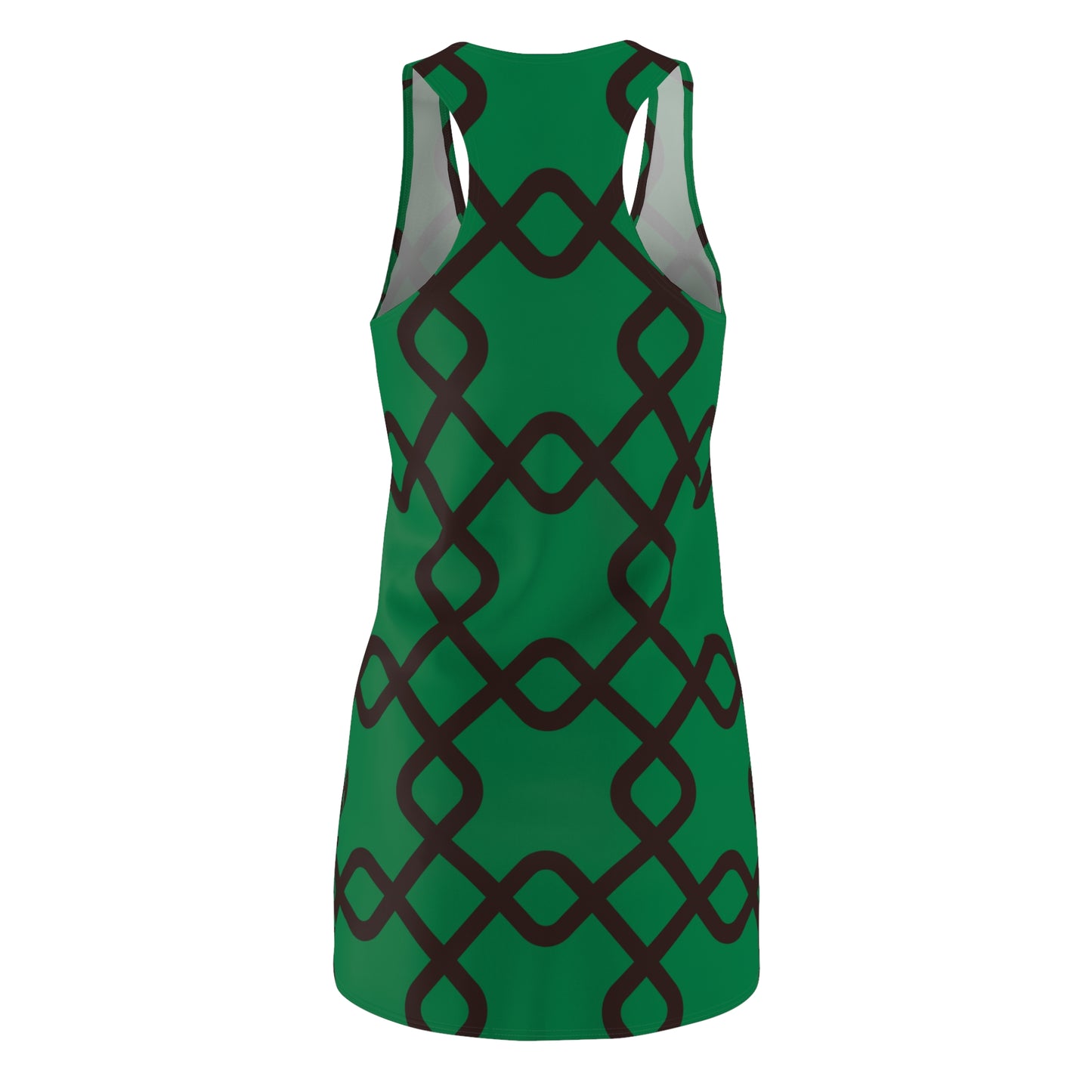 Damen Racerback Kleid Grün mit schwarzem Muster – Sommer Freizeitkleid