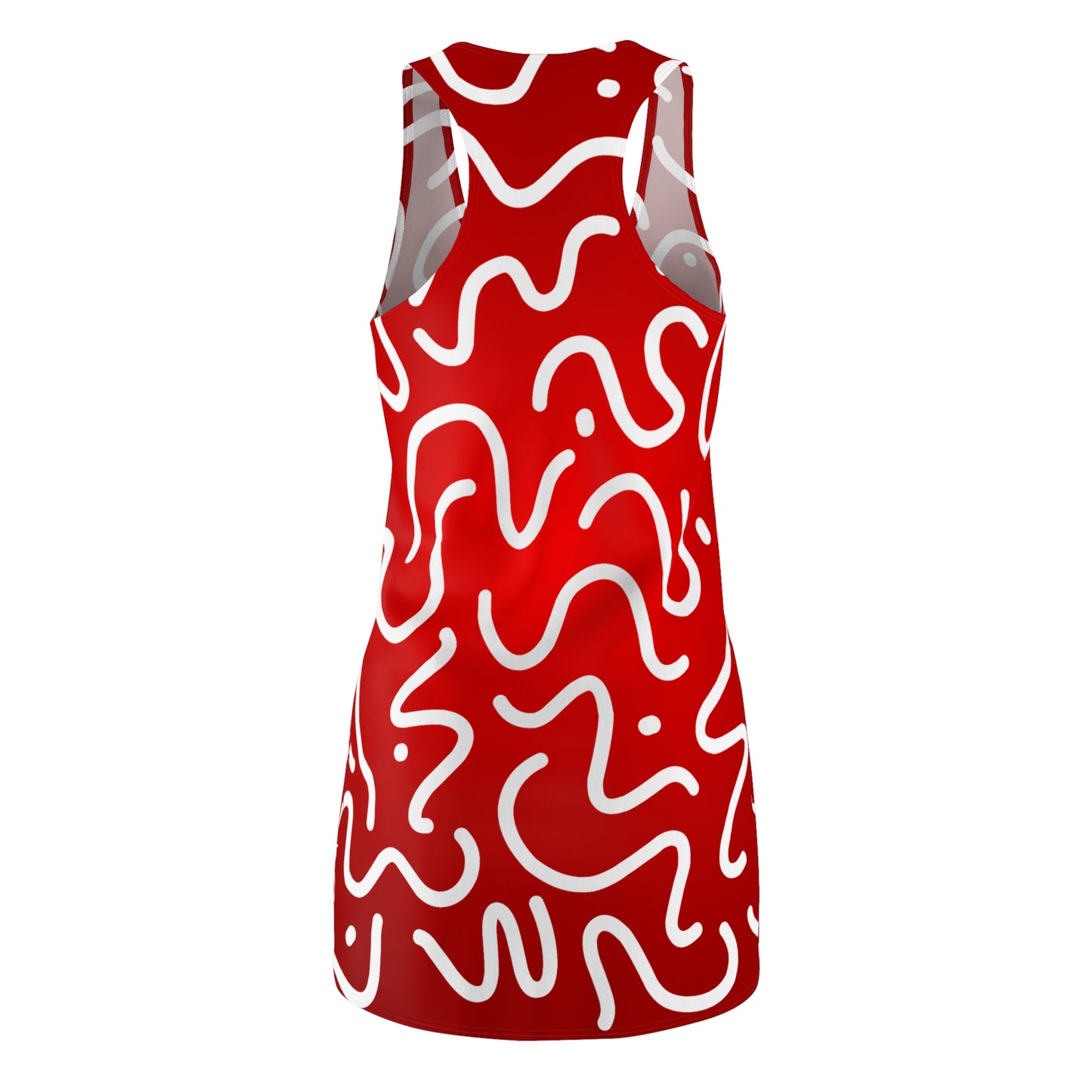 Vibrant Abstract Racerback Dress – Red White Pattern Summer Dress