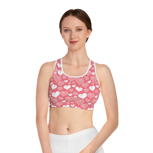Damen Sport BH Herzmuster Atmungsaktiv Yoga Fitness Workout Top